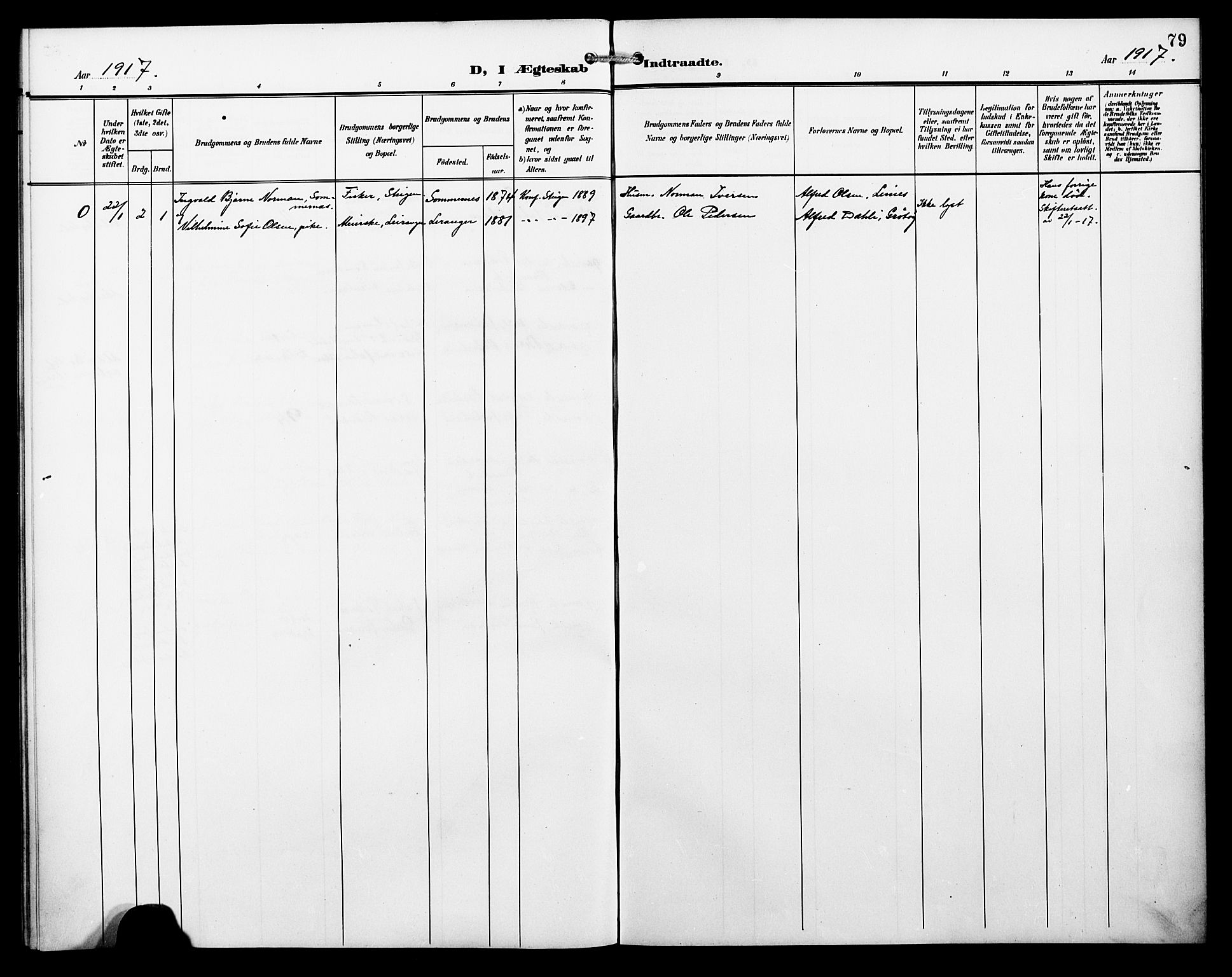 Ministerialprotokoller, klokkerbøker og fødselsregistre - Nordland, AV/SAT-A-1459/857/L0829: Parish register (copy) no. 857C04, 1906-1916, p. 79