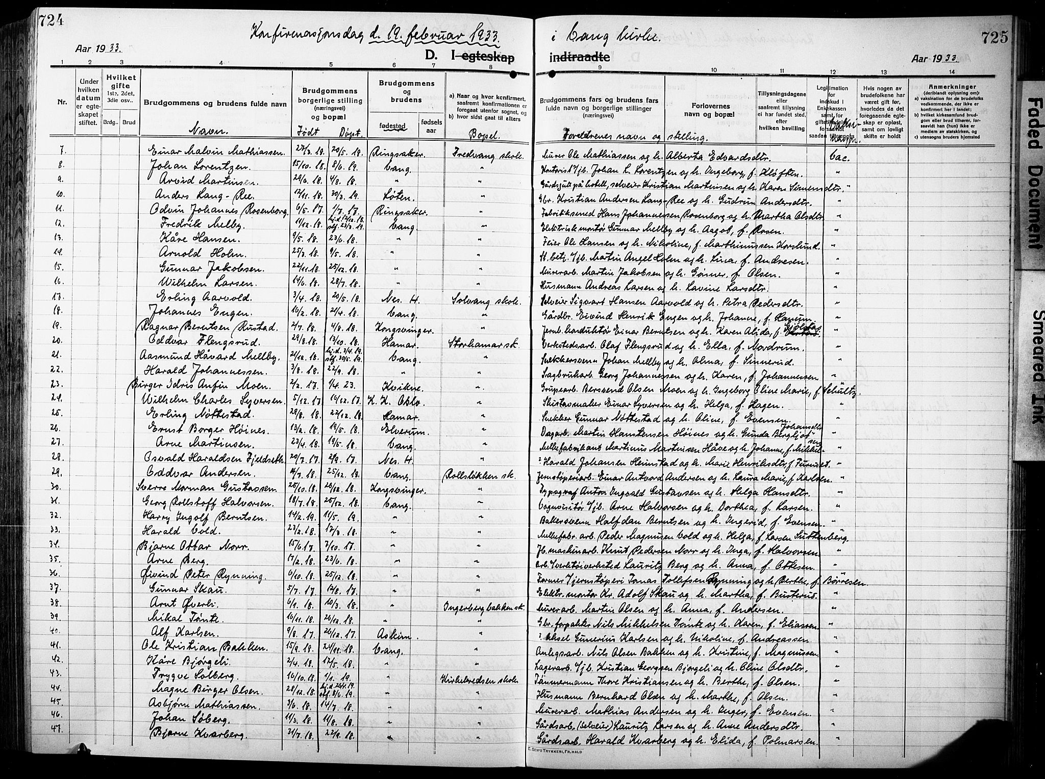 Vang prestekontor, Hedmark, AV/SAH-PREST-008/H/Ha/Hab/L0015: Parish register (copy) no. 15, 1915-1933, p. 724-725