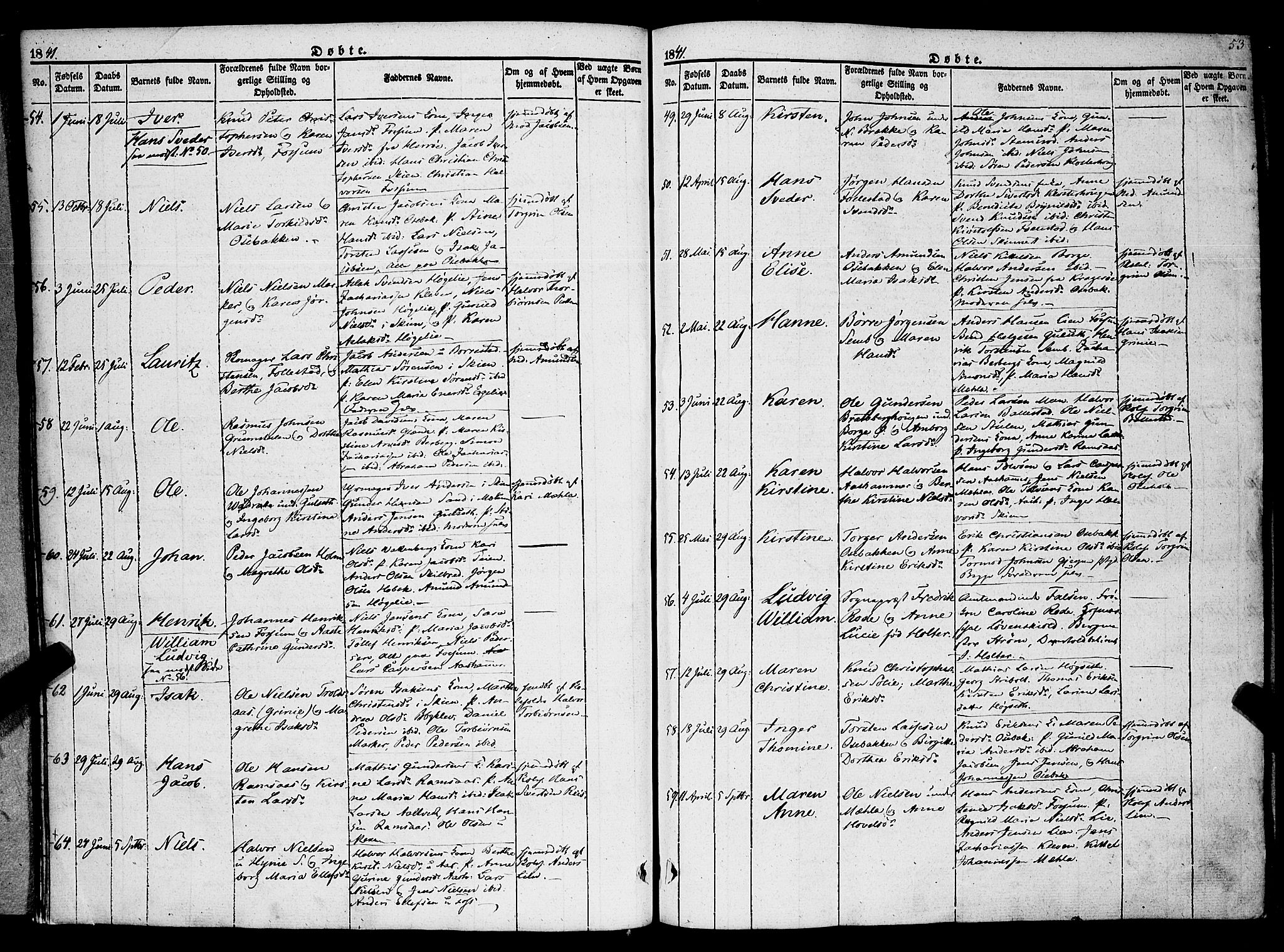 Gjerpen kirkebøker, AV/SAKO-A-265/F/Fa/L0007a: Parish register (official) no. I 7A, 1834-1857, p. 53