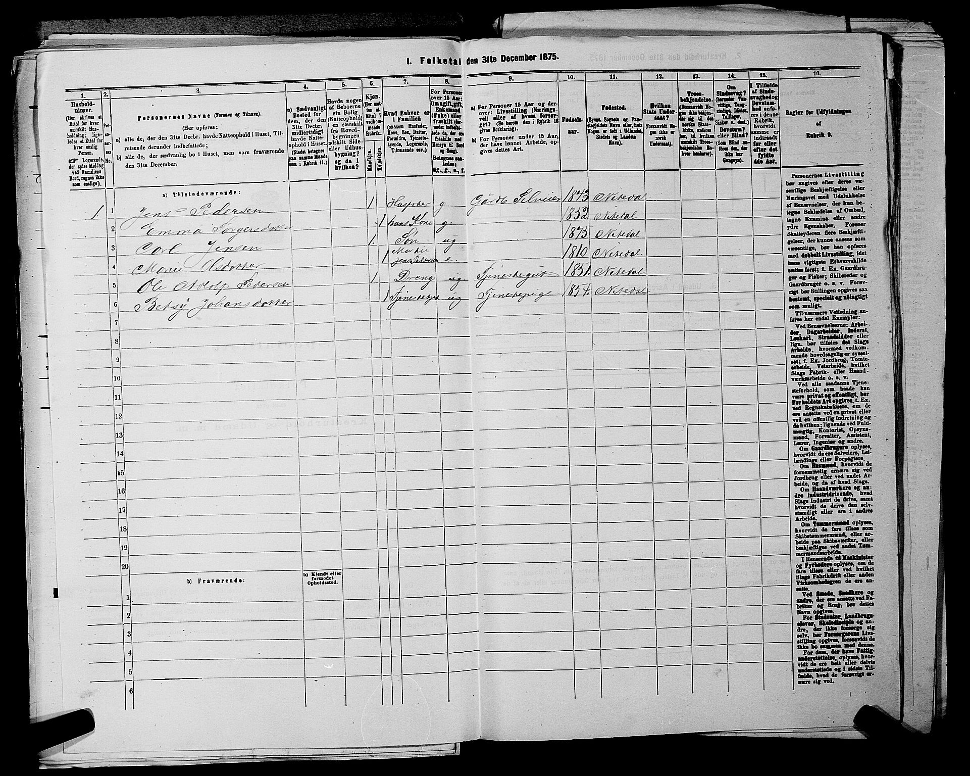 RA, 1875 census for 0233P Nittedal, 1875, p. 383