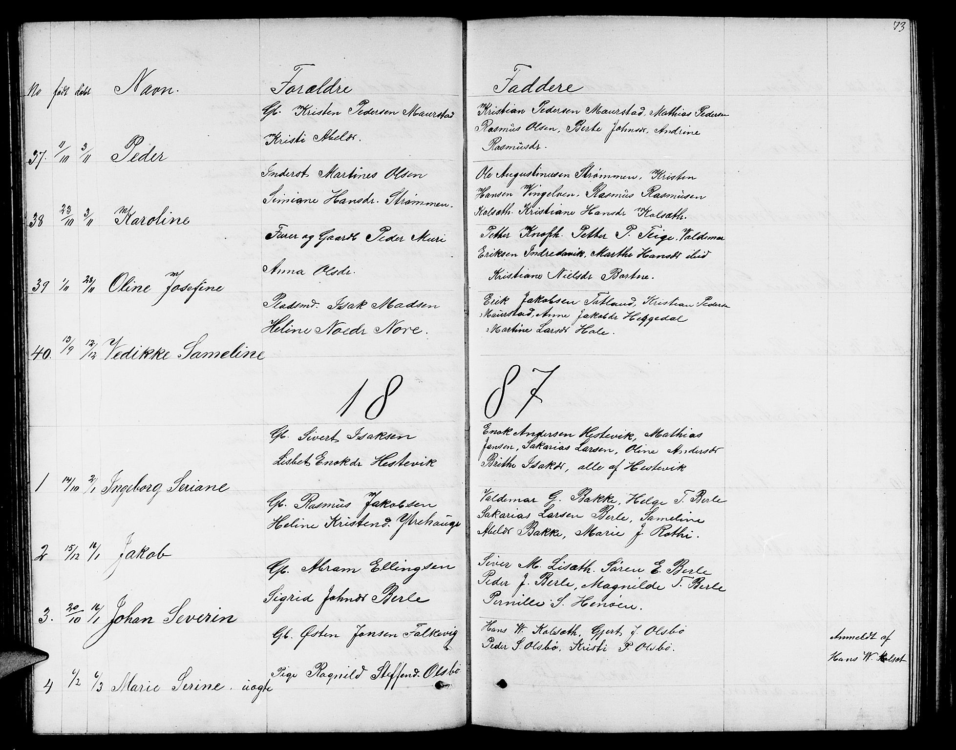 Davik sokneprestembete, SAB/A-79701/H/Hab/Habc/L0001: Parish register (copy) no. C 1, 1866-1888, p. 73