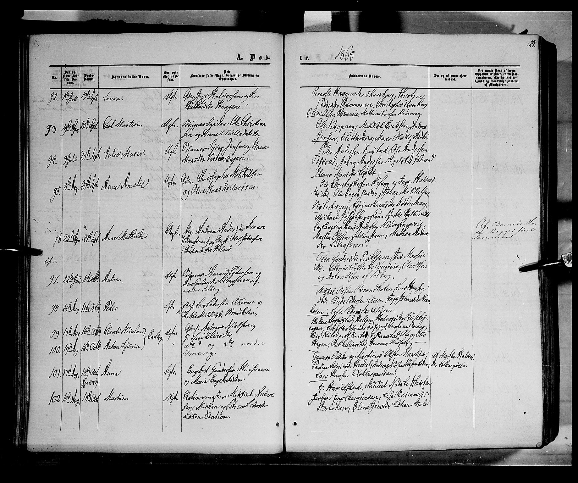 Løten prestekontor, SAH/PREST-022/K/Ka/L0008: Parish register (official) no. 8, 1860-1877, p. 123