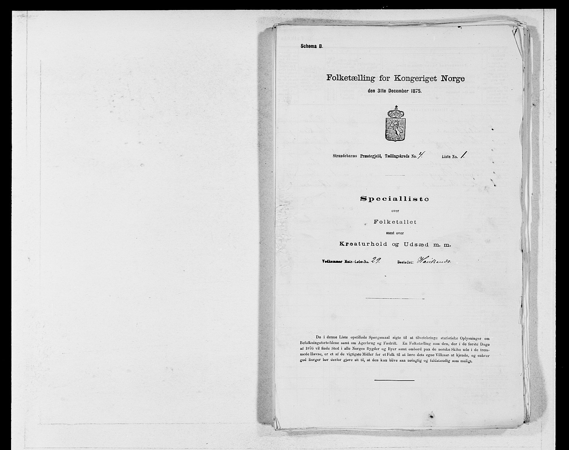 SAB, 1875 census for 1226P Strandebarm, 1875, p. 538