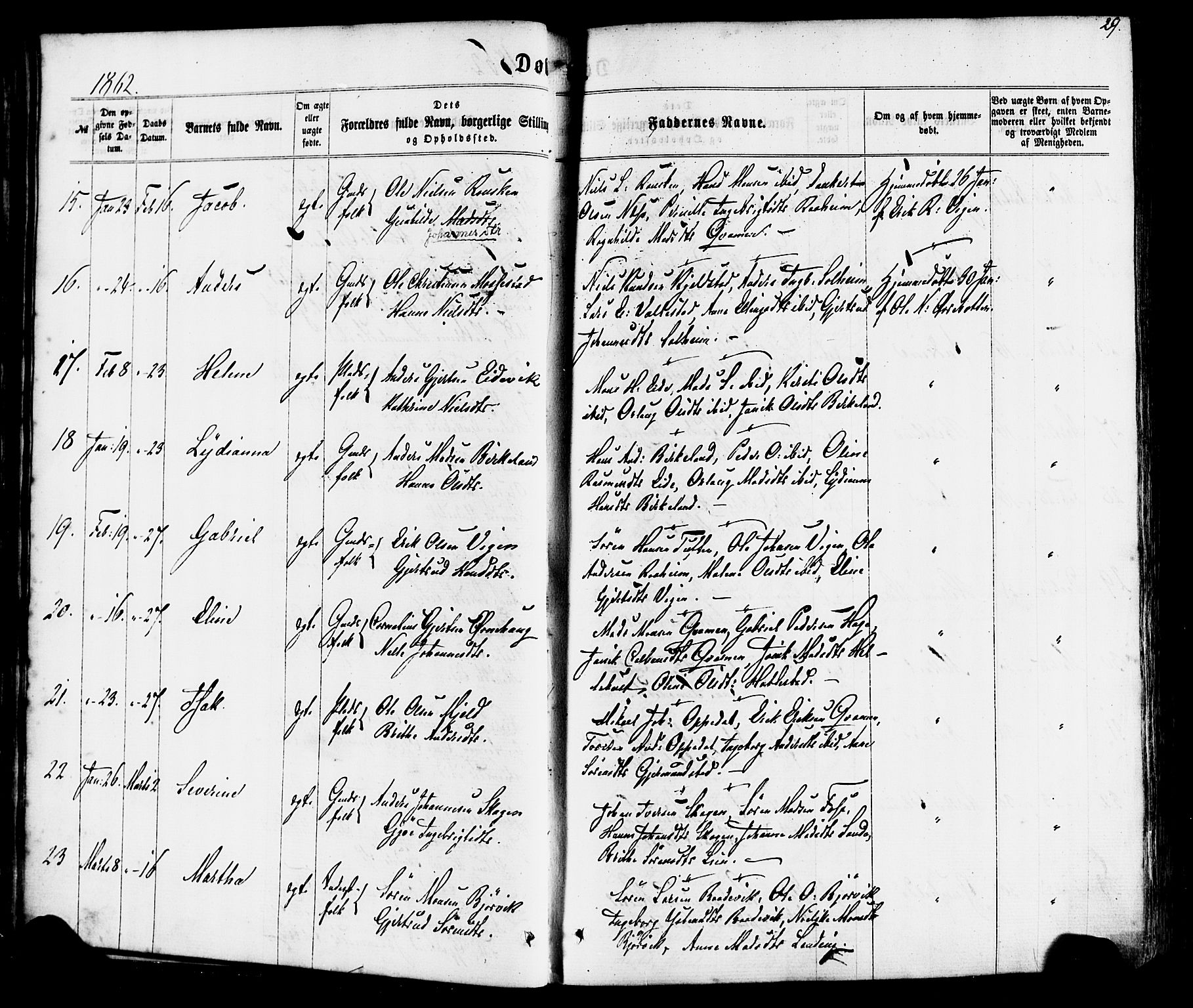 Gaular sokneprestembete, SAB/A-80001/H/Haa: Parish register (official) no. A 5, 1860-1881, p. 29