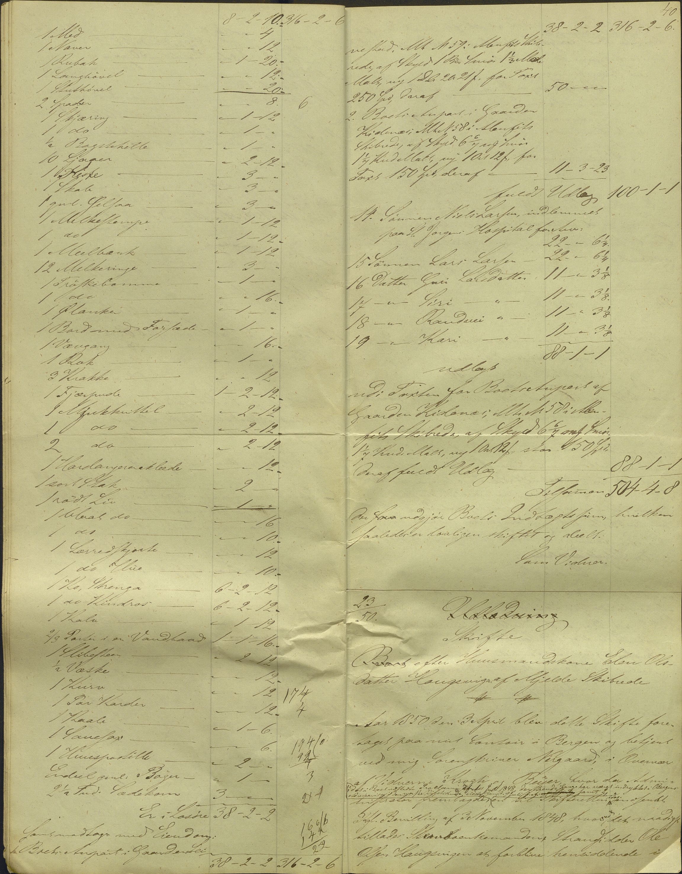 Nordhordland sorenskrivar, AV/SAB-A-2901/1/H/Hd/Hdb/L0001: Konsept til utlodningar, 1850-1852, p. 49