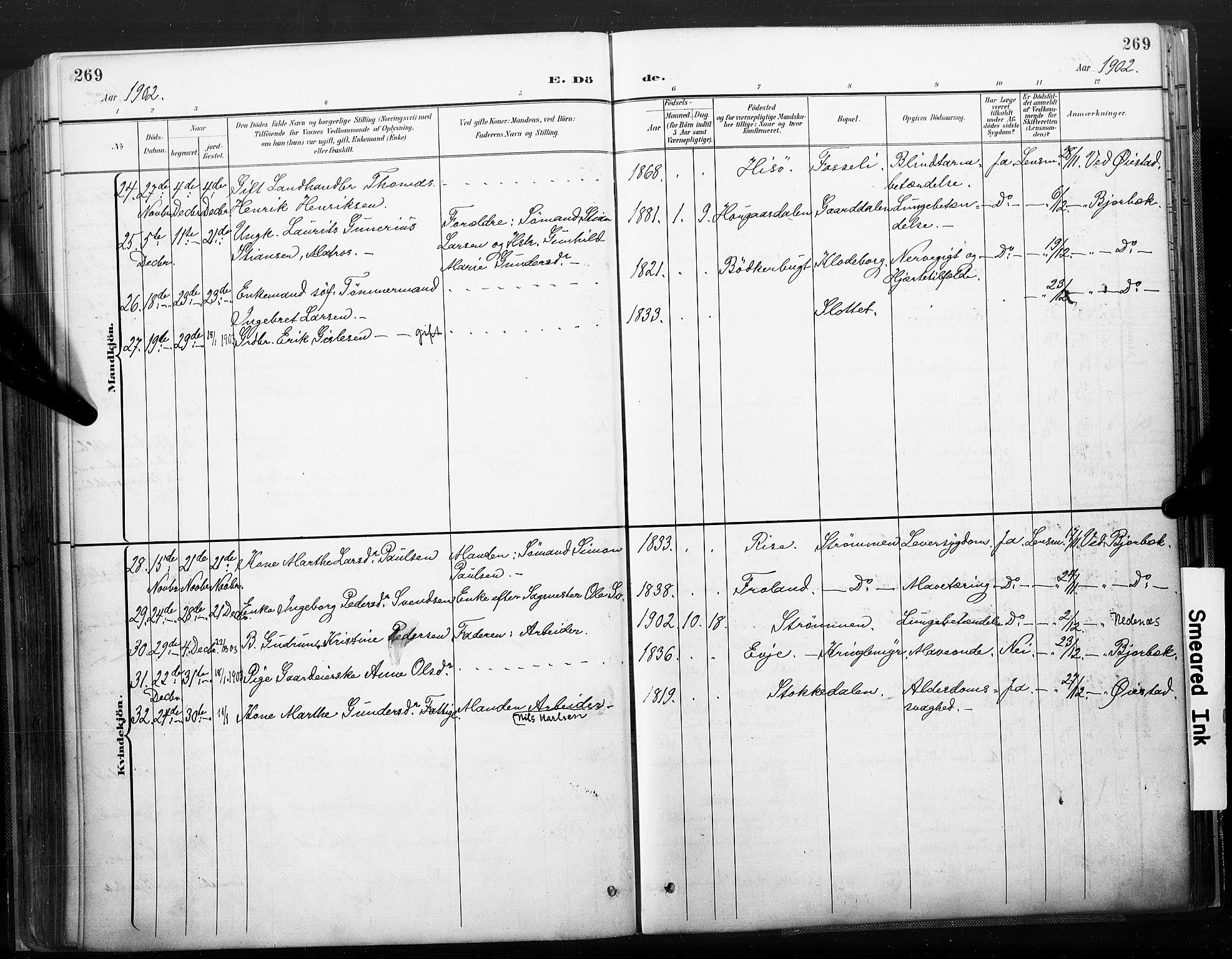 Øyestad sokneprestkontor, SAK/1111-0049/F/Fa/L0018: Parish register (official) no. A 18, 1897-1907, p. 269