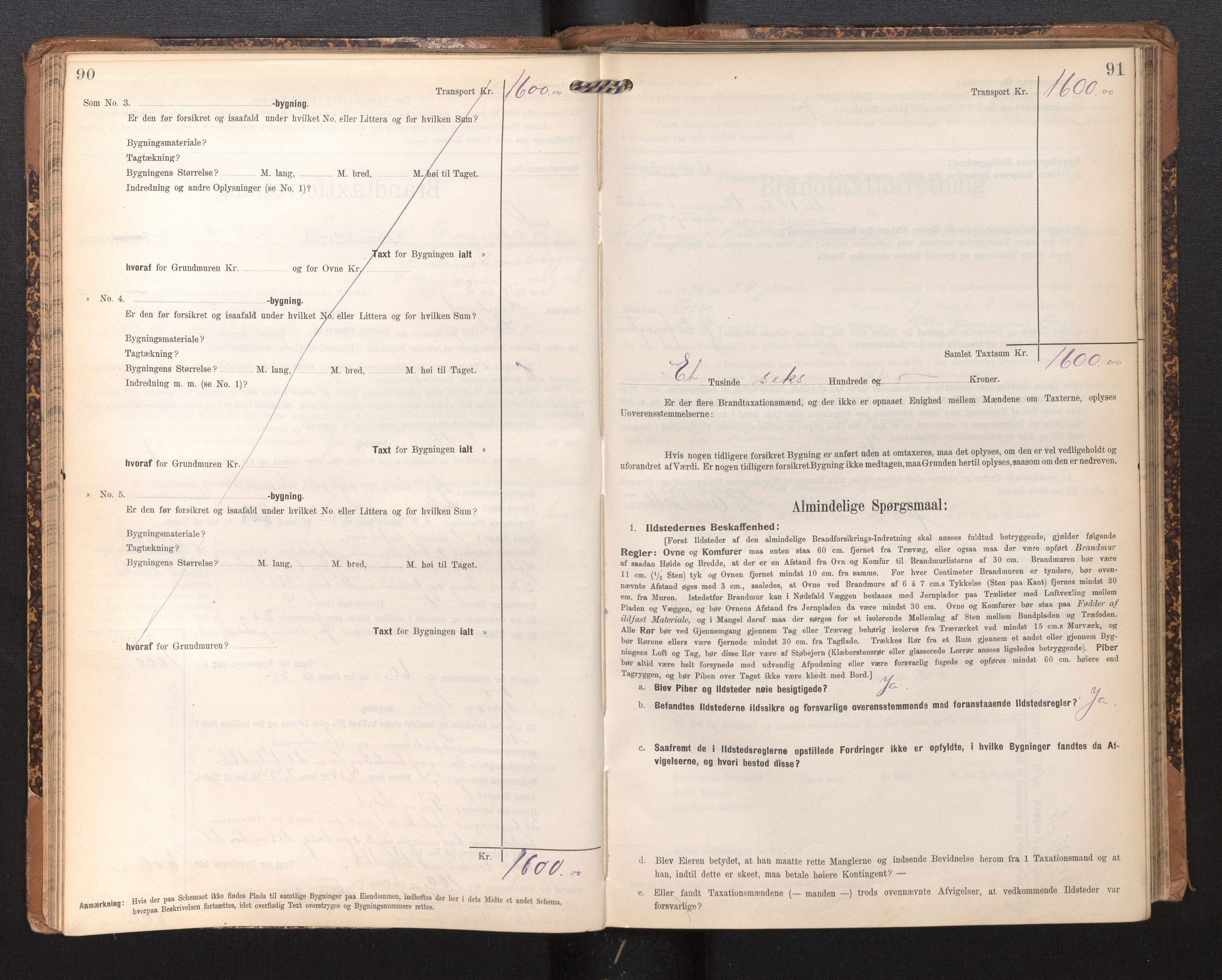 Lensmannen i Leikanger, AV/SAB-A-29201/0012/L0005: Branntakstprotokoll, skjematakst, 1907-1917, p. 90-91