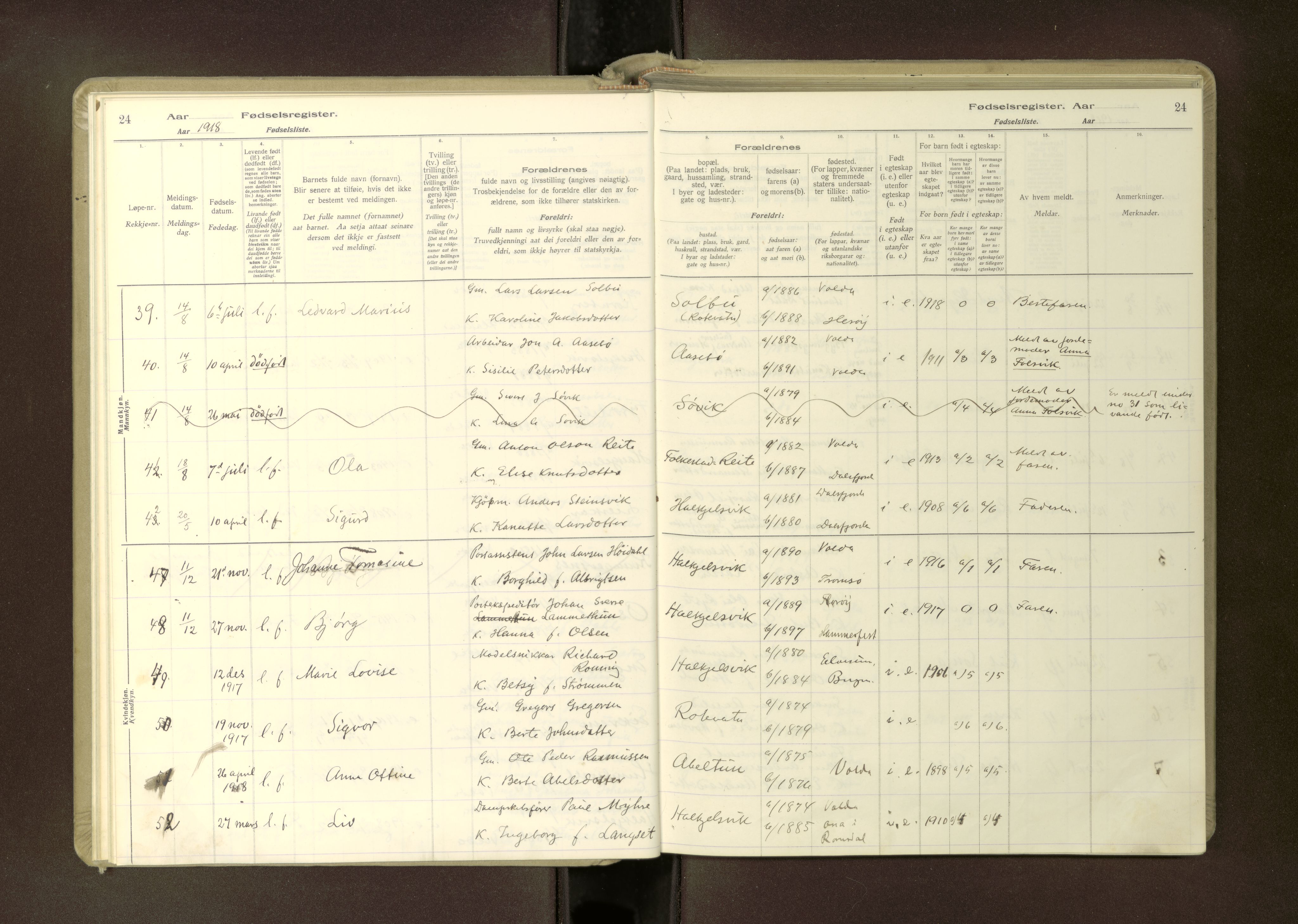 Ministerialprotokoller, klokkerbøker og fødselsregistre - Møre og Romsdal, AV/SAT-A-1454/511/L0165: Birth register no. 511---, 1916-1937, p. 24