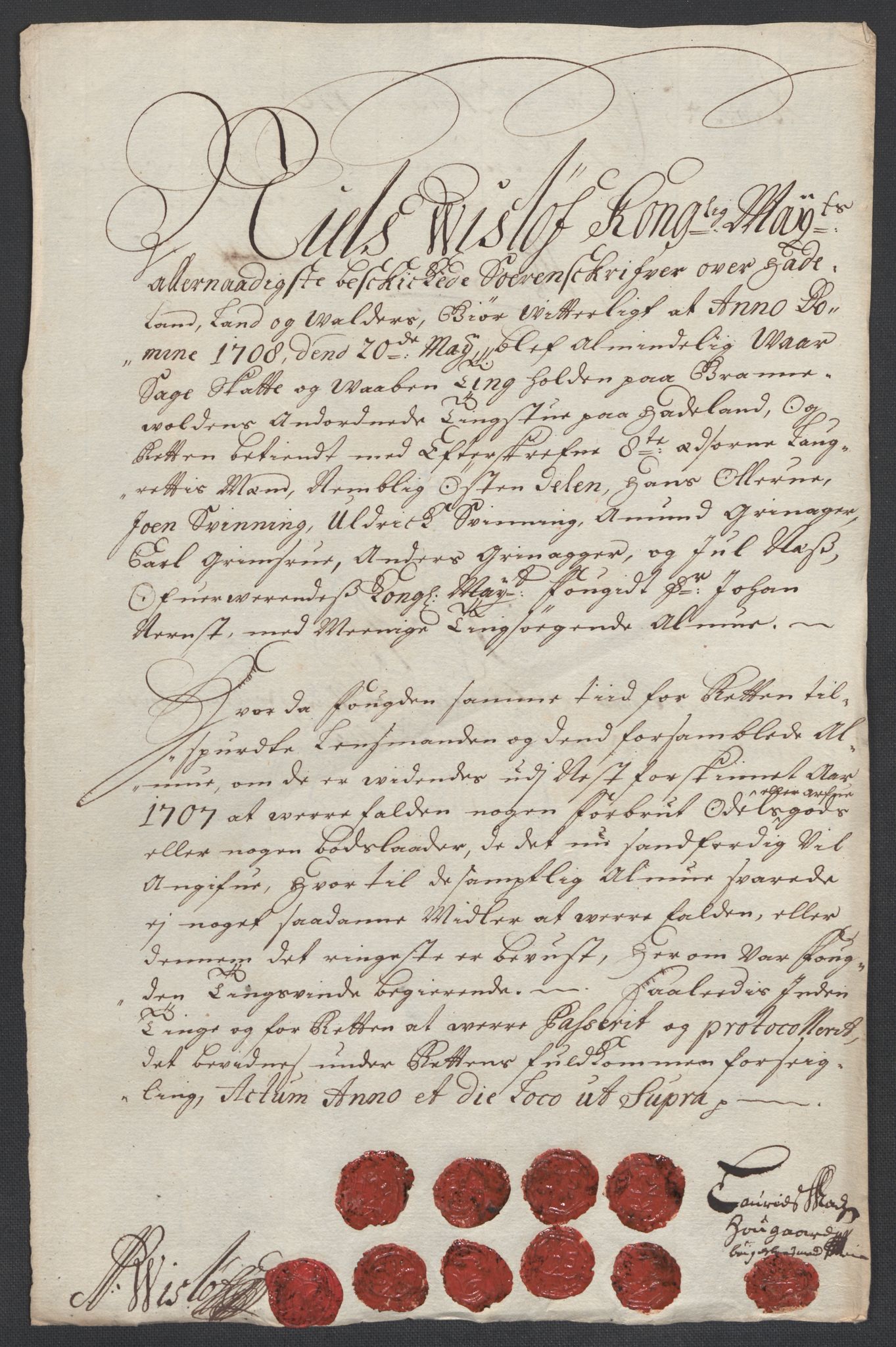 Rentekammeret inntil 1814, Reviderte regnskaper, Fogderegnskap, AV/RA-EA-4092/R18/L1305: Fogderegnskap Hadeland, Toten og Valdres, 1707-1708, p. 42