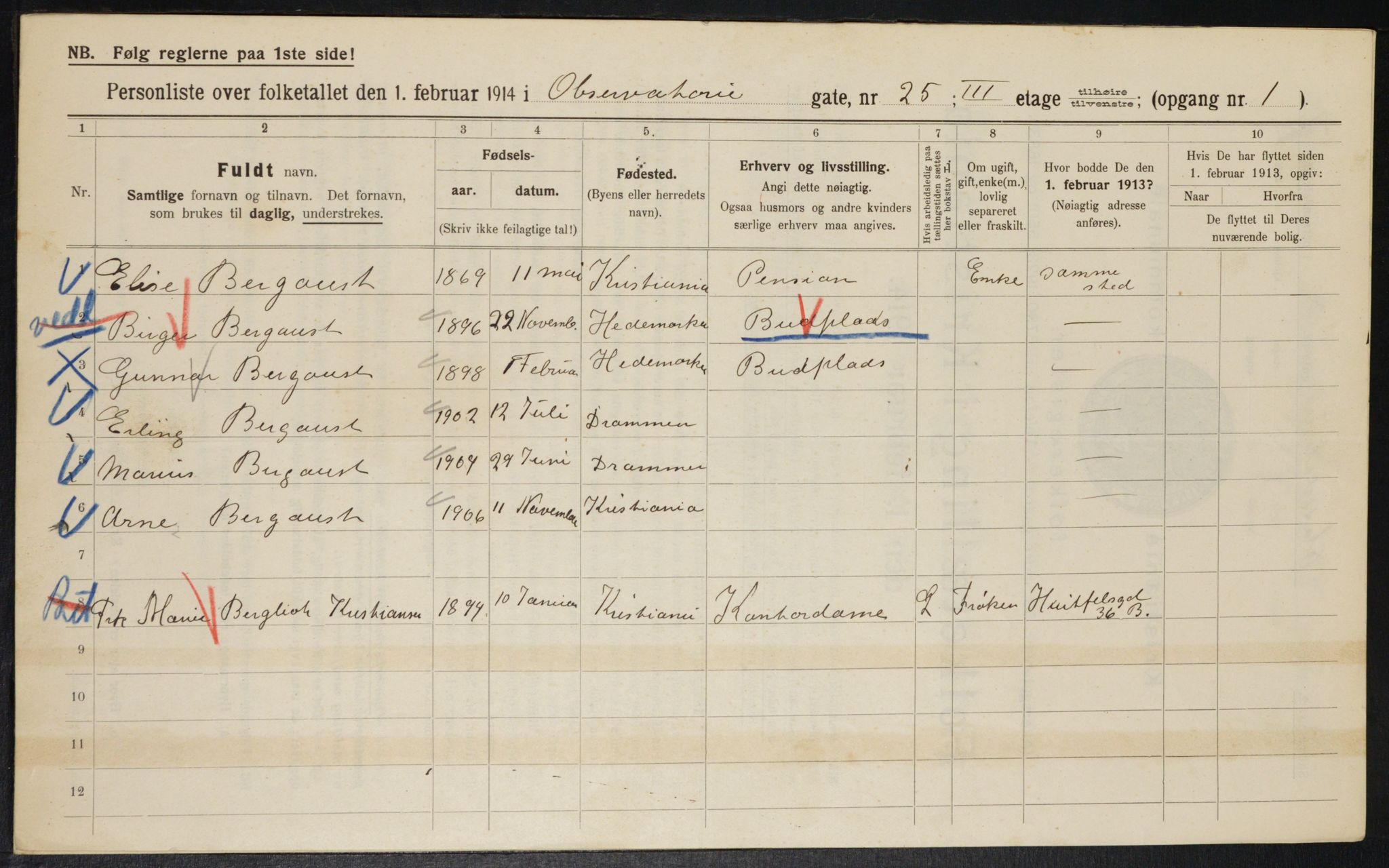 OBA, Municipal Census 1914 for Kristiania, 1914, p. 74385