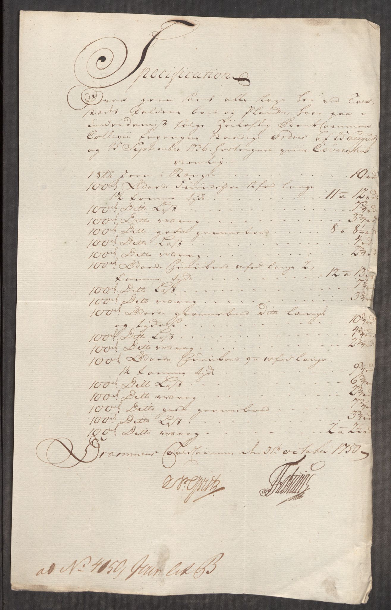 Rentekammeret inntil 1814, Realistisk ordnet avdeling, AV/RA-EA-4070/Oe/L0004: [Ø1]: Priskuranter, 1749-1752, p. 291