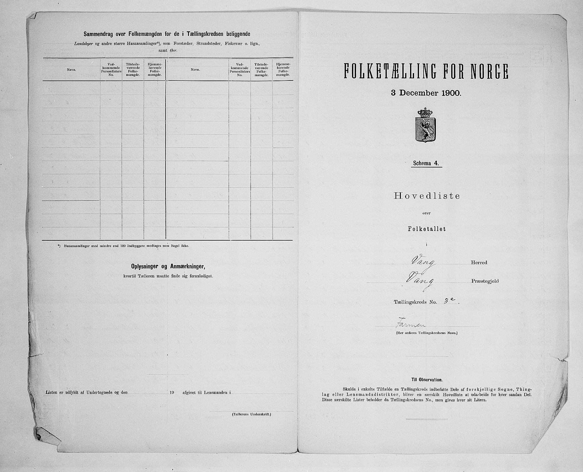 SAH, 1900 census for Vang, 1900, p. 15