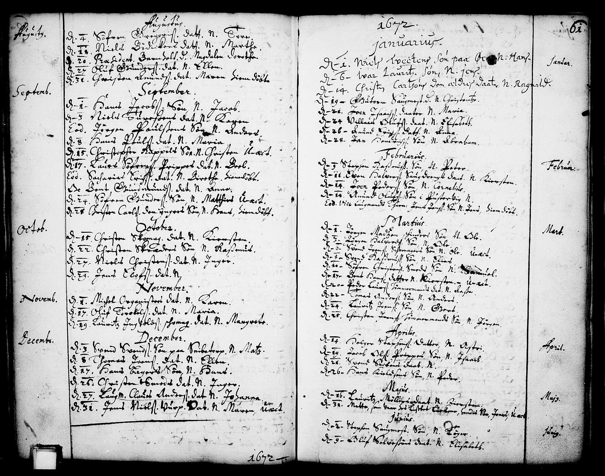 Skien kirkebøker, SAKO/A-302/F/Fa/L0001: Parish register (official) no. 1, 1659-1679, p. 61