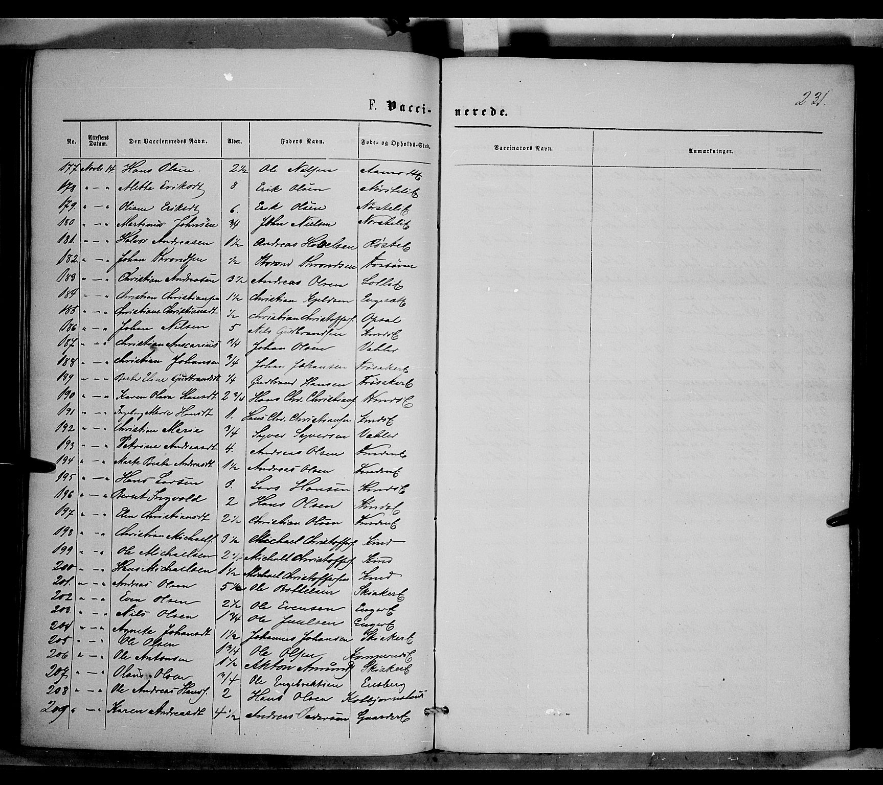 Nordre Land prestekontor, SAH/PREST-124/H/Ha/Haa/L0001: Parish register (official) no. 1, 1860-1871, p. 231