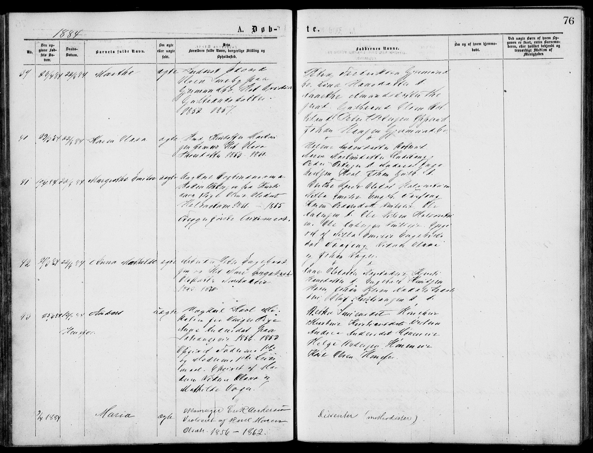 Norderhov kirkebøker, SAKO/A-237/G/Gb/L0001: Parish register (copy) no. II 1, 1876-1899, p. 76