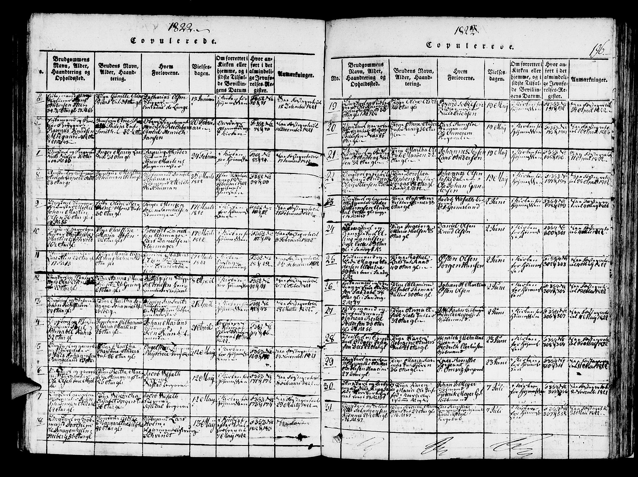 Korskirken sokneprestembete, AV/SAB-A-76101/H/Haa/L0013: Parish register (official) no. A 13, 1815-1822, p. 196