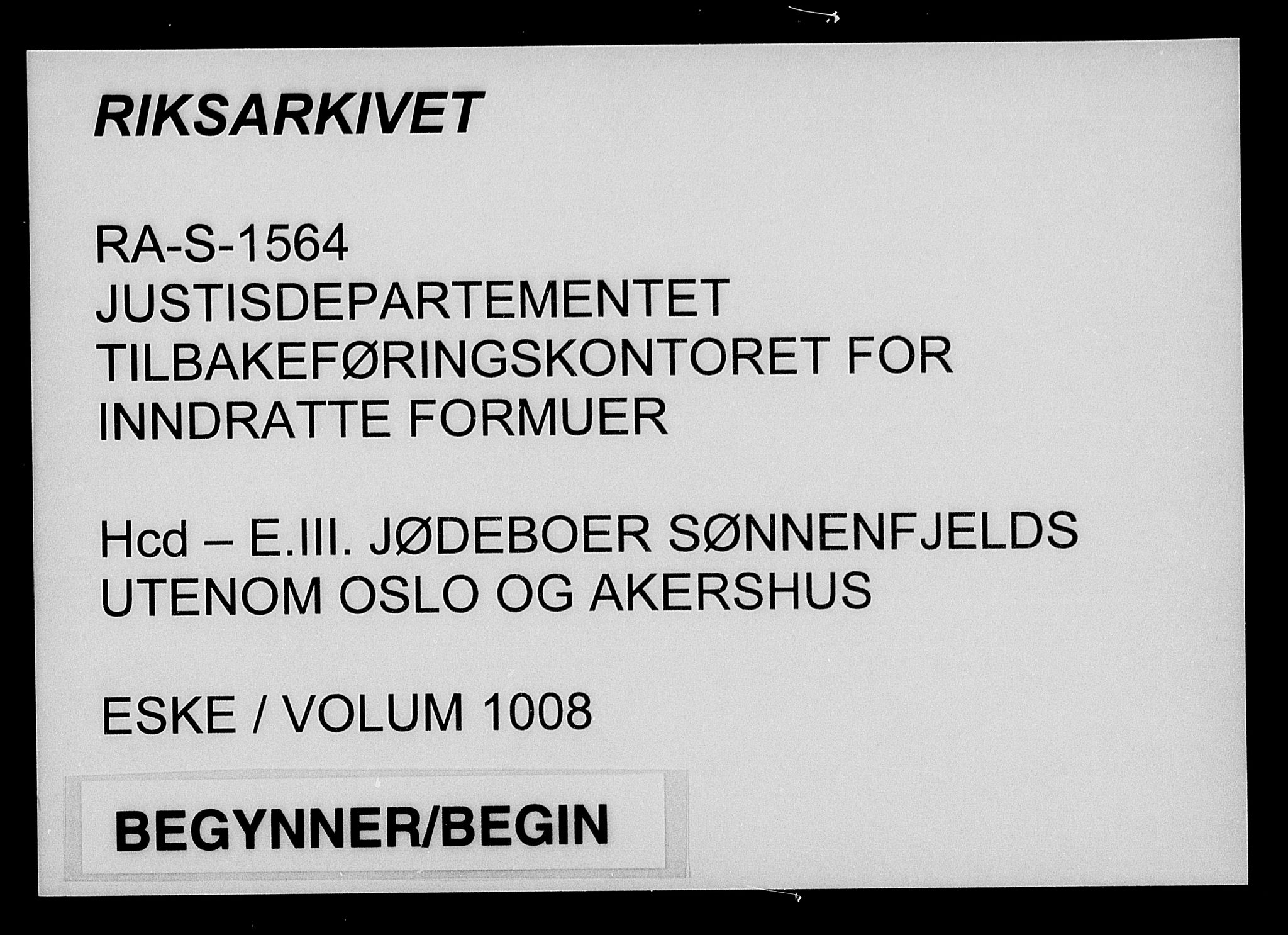 Justisdepartementet, Tilbakeføringskontoret for inndratte formuer, AV/RA-S-1564/H/Hc/Hcd/L1008: --, 1945-1947, p. 1