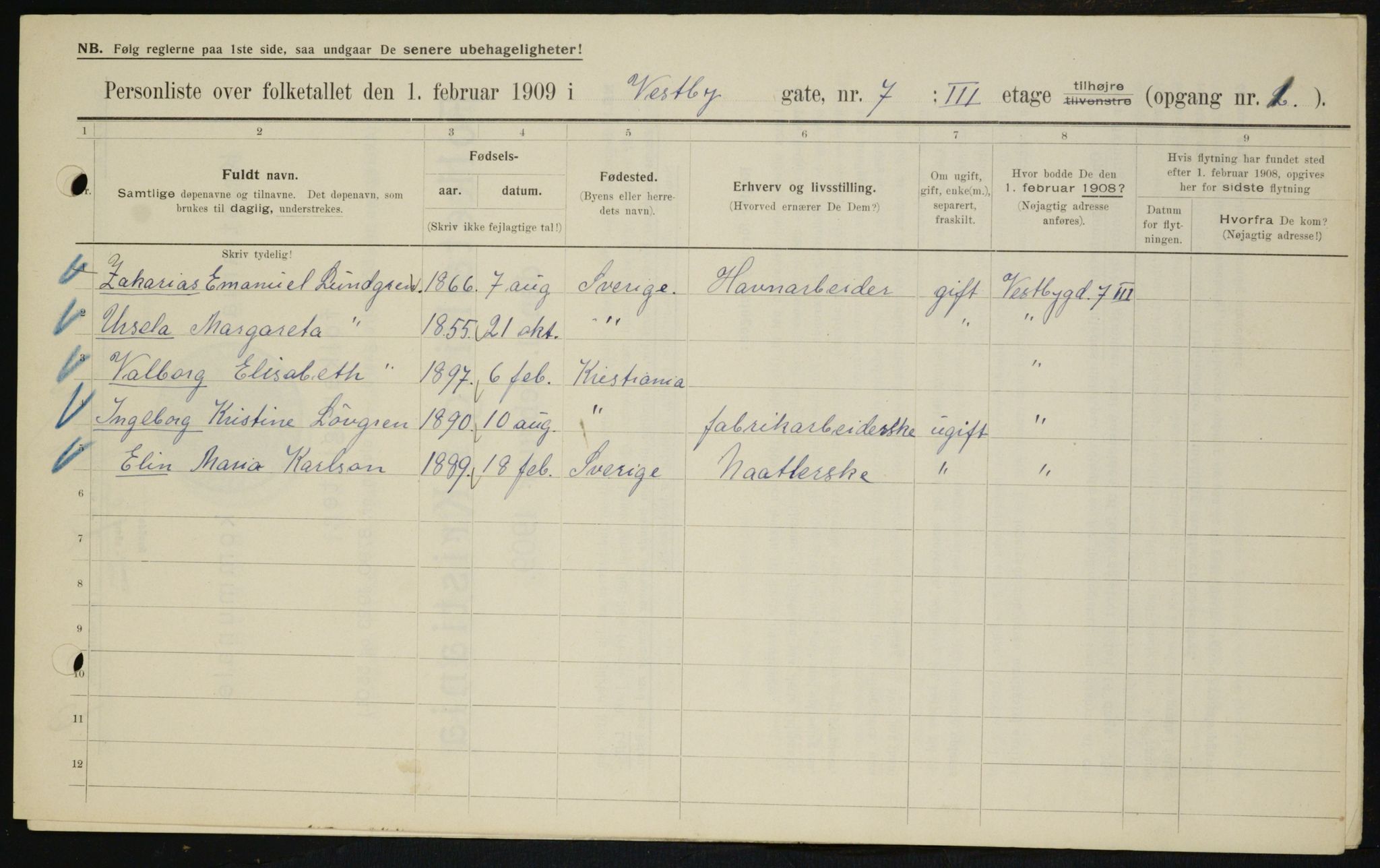 OBA, Municipal Census 1909 for Kristiania, 1909, p. 90525