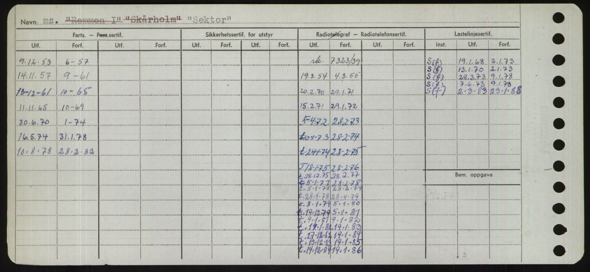 Sjøfartsdirektoratet med forløpere, Skipsmålingen, RA/S-1627/H/Hd/L0032: Fartøy, San-Seve, p. 422