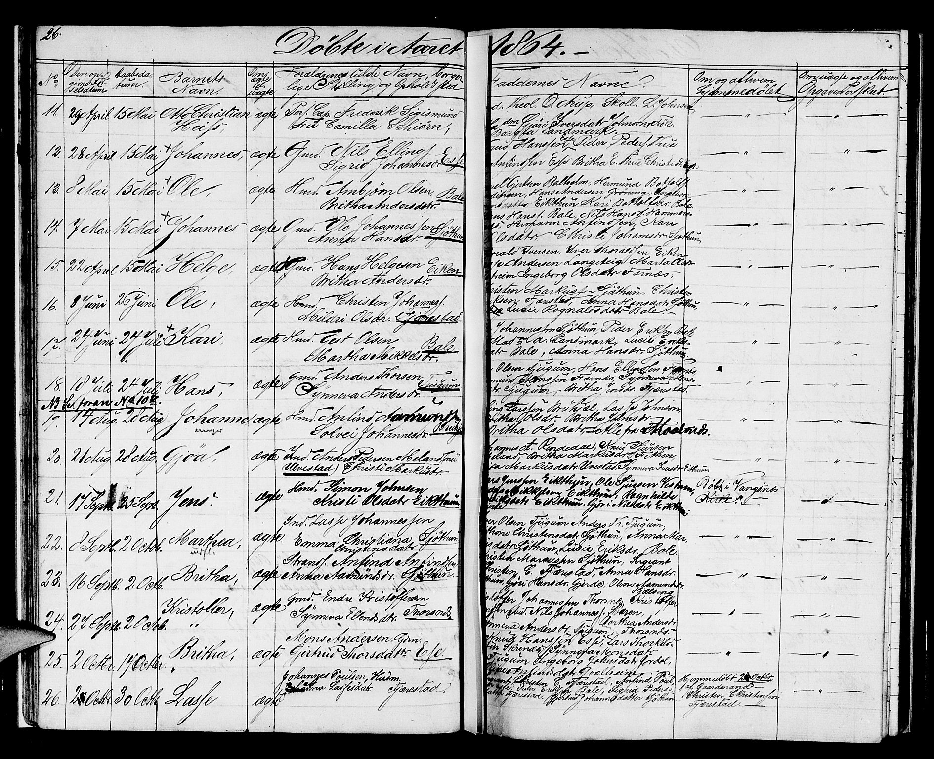 Balestrand sokneprestembete, AV/SAB-A-79601/H/Hab/Haba/L0001: Parish register (copy) no. A 1, 1853-1880, p. 26