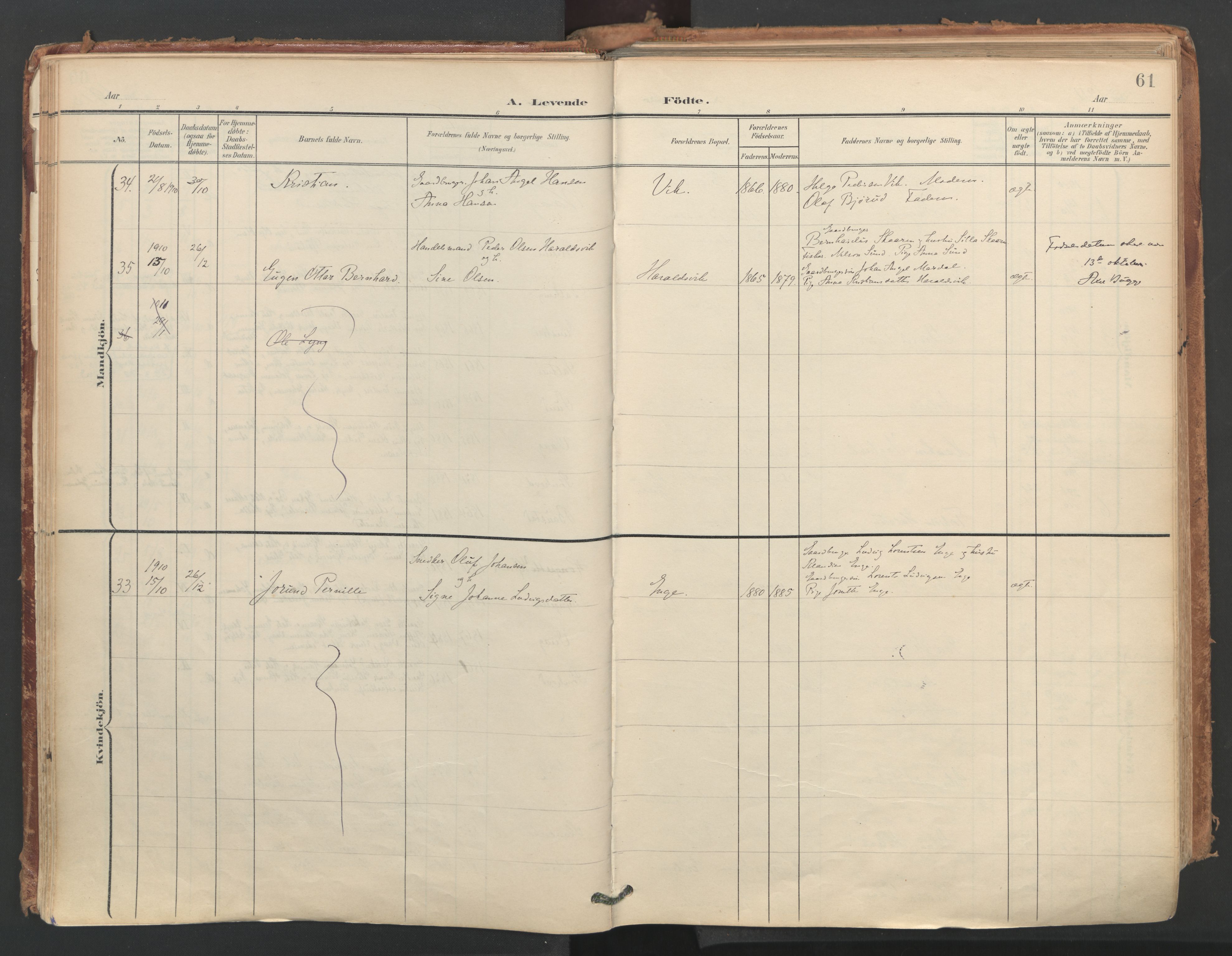 Ministerialprotokoller, klokkerbøker og fødselsregistre - Nordland, AV/SAT-A-1459/812/L0180: Parish register (official) no. 812A09, 1901-1915, p. 61