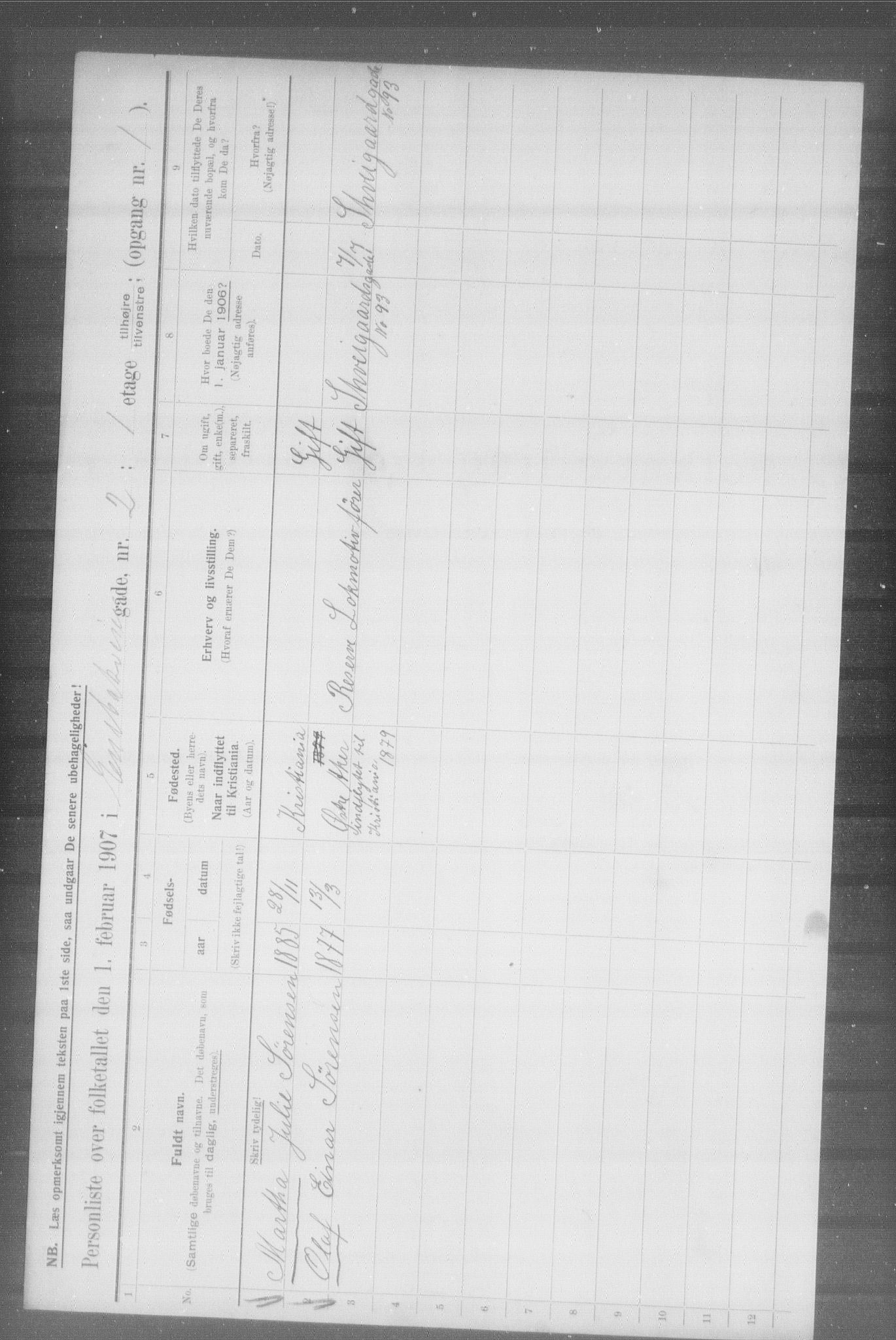 OBA, Municipal Census 1907 for Kristiania, 1907, p. 10580