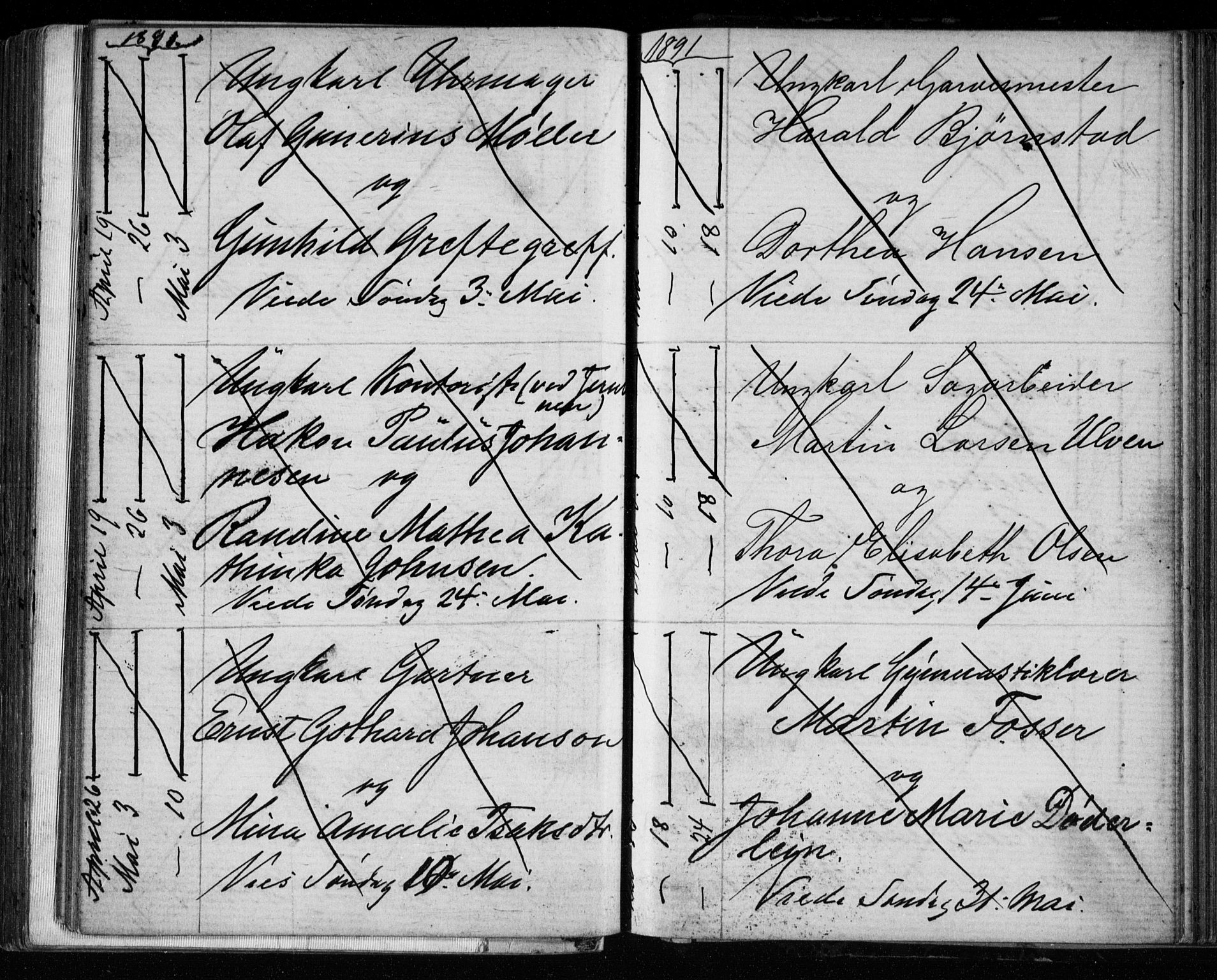 Bragernes kirkebøker, AV/SAKO-A-6/H/Ha/L0006: Banns register no. 6, 1873-1896