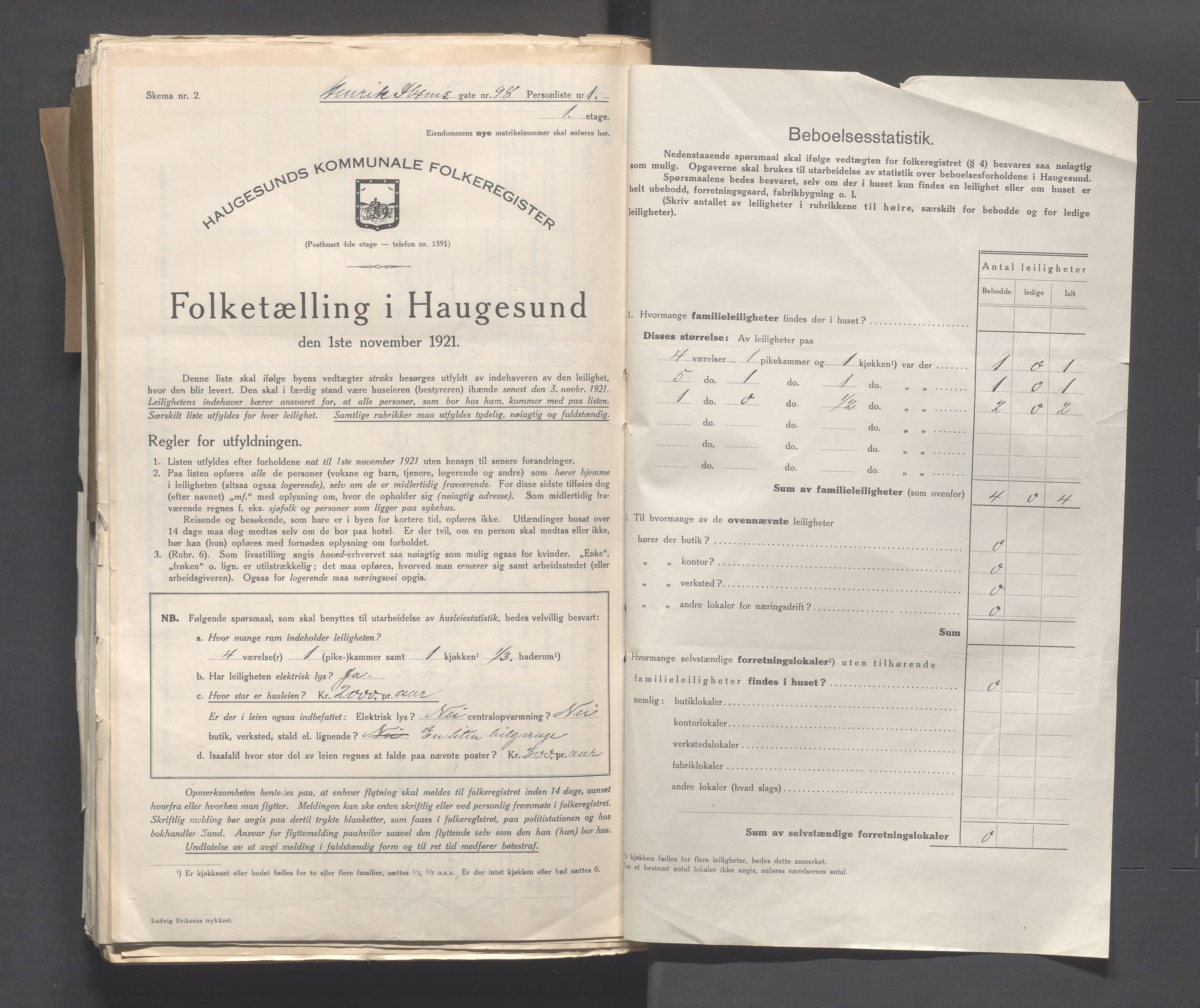 IKAR, Local census 1.11.1921 for Haugesund, 1921, p. 2239