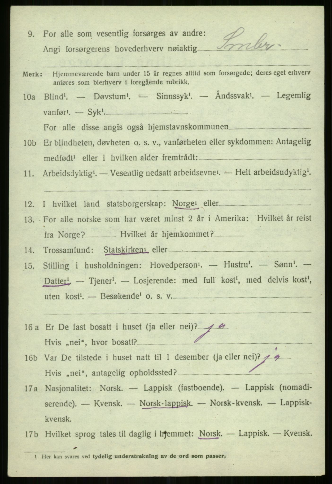 SATØ, 1920 census for Helgøy, 1920, p. 1442