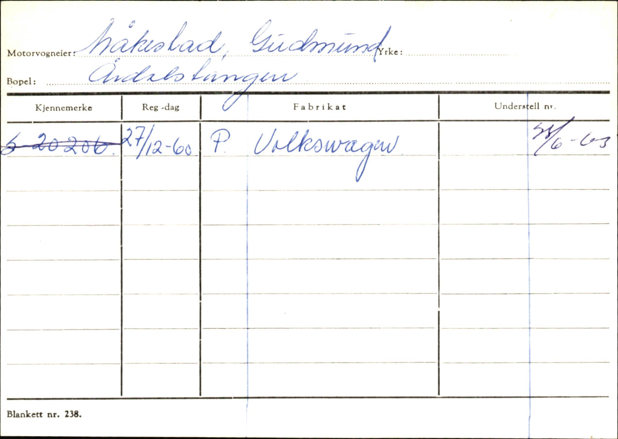 Statens vegvesen, Sogn og Fjordane vegkontor, SAB/A-5301/4/F/L0145: Registerkort Vågsøy S-Å. Årdal I-P, 1945-1975, p. 1898