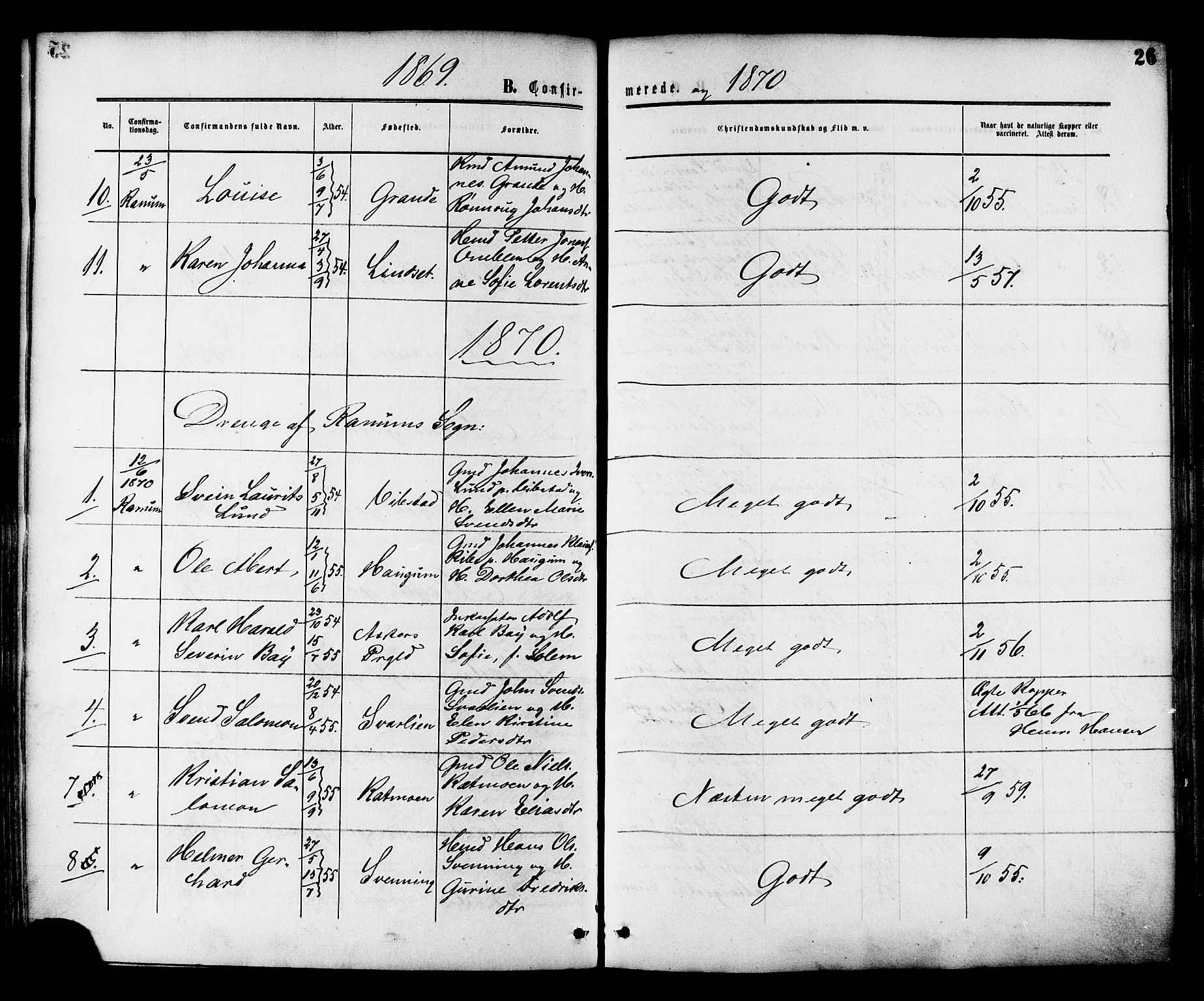 Ministerialprotokoller, klokkerbøker og fødselsregistre - Nord-Trøndelag, AV/SAT-A-1458/764/L0553: Parish register (official) no. 764A08, 1858-1880, p. 26