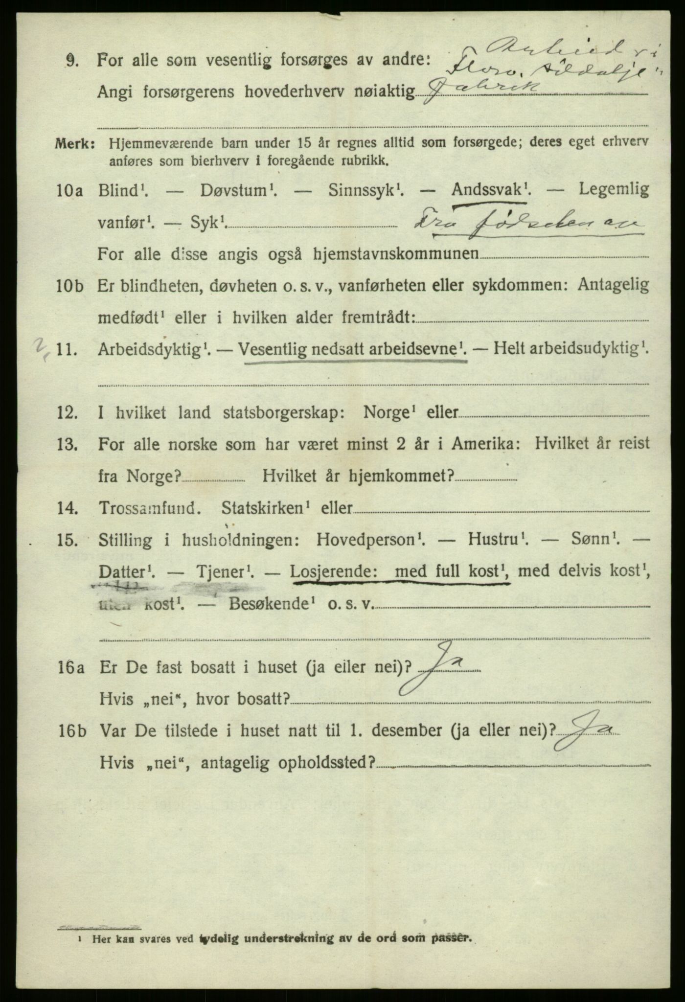 SAB, 1920 census for Kinn, 1920, p. 3212