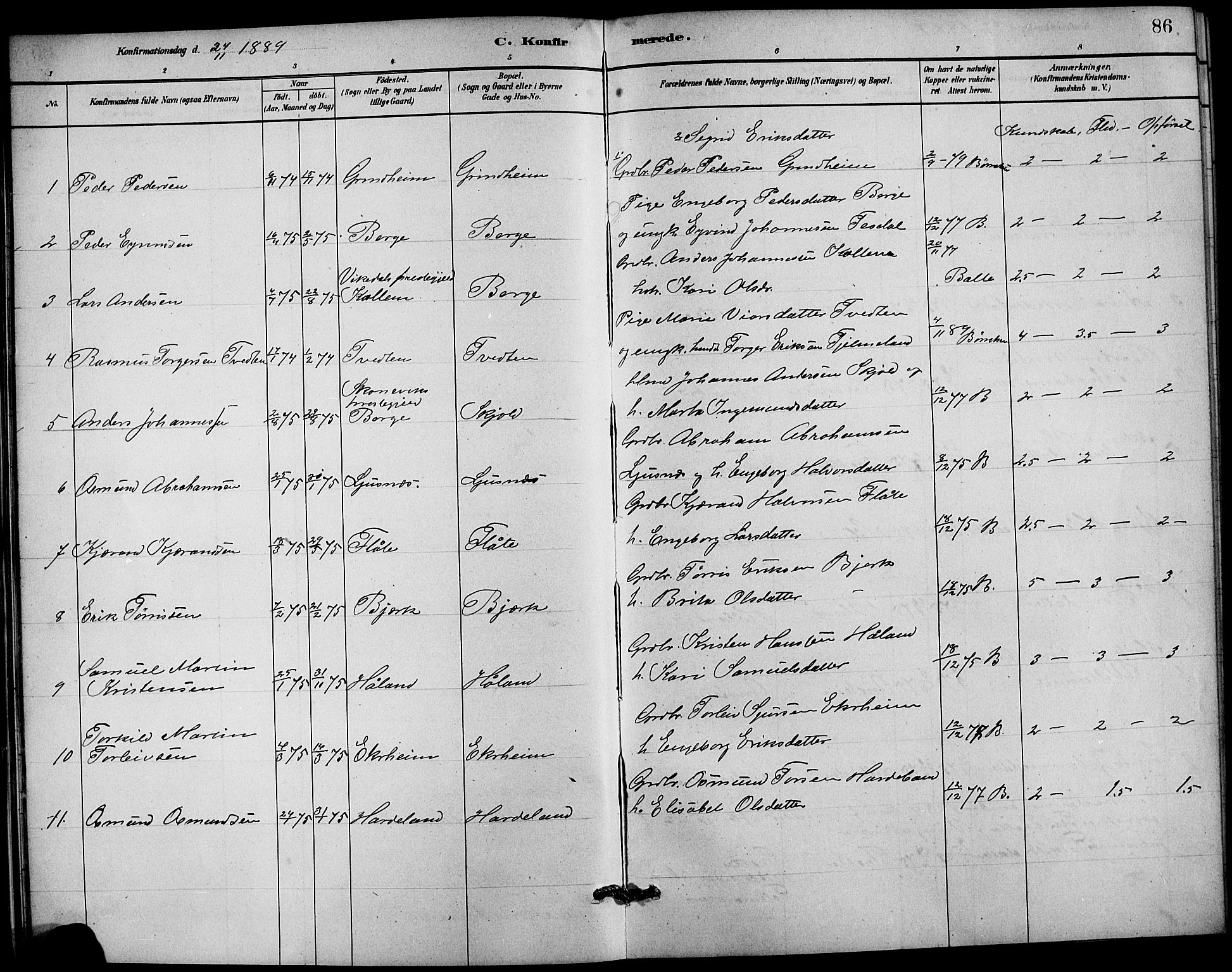 Etne sokneprestembete, SAB/A-75001/H/Hab: Parish register (copy) no. C 4, 1879-1896, p. 86
