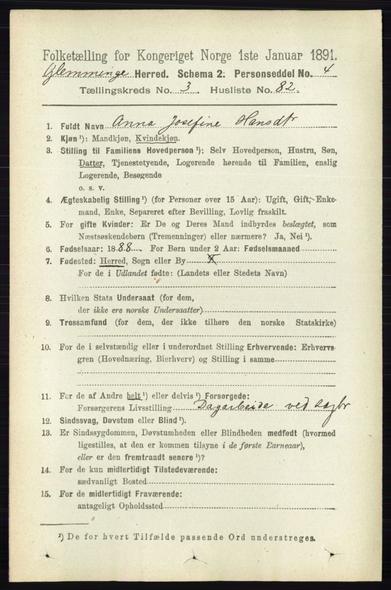 RA, 1891 census for 0132 Glemmen, 1891, p. 2660