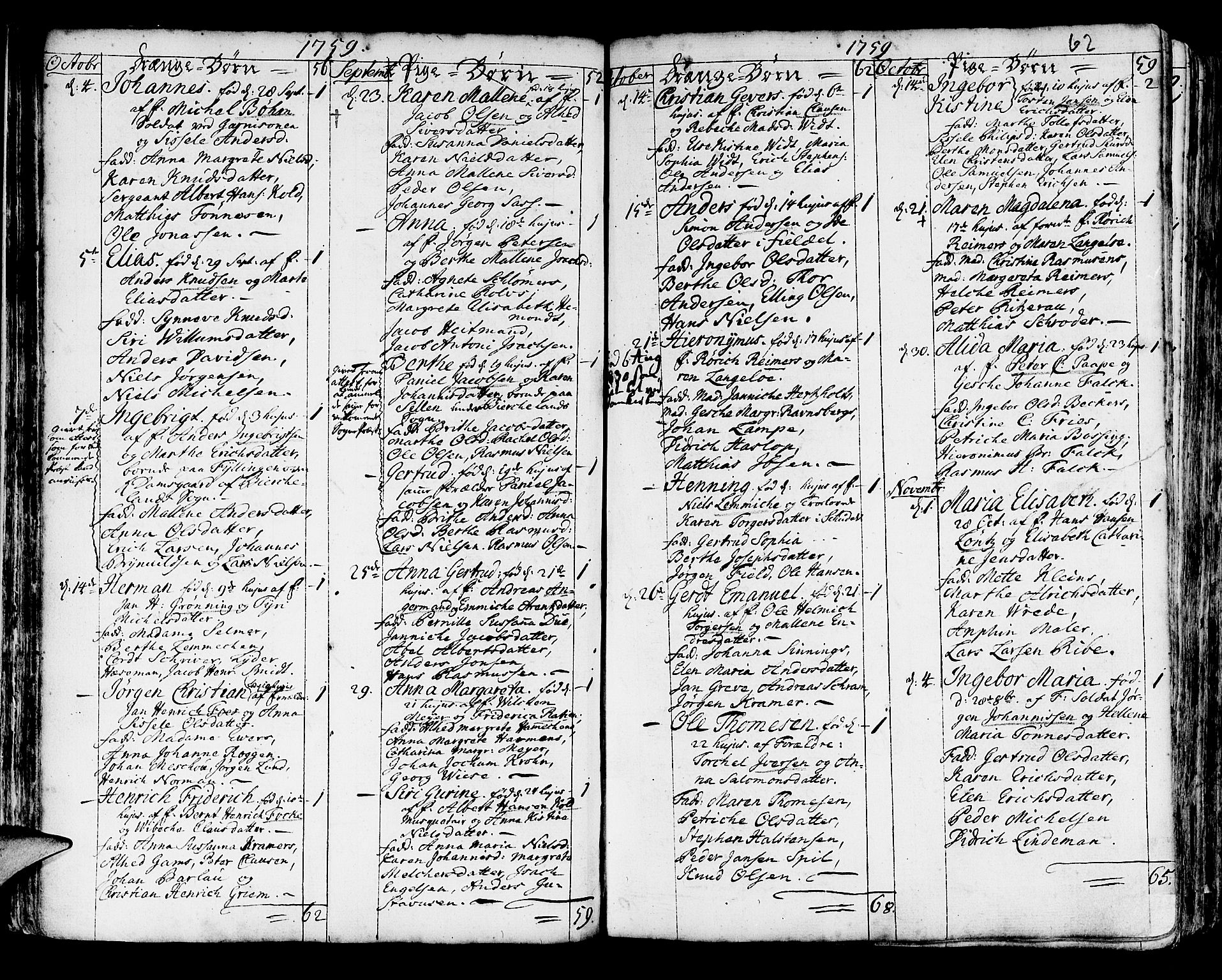 Korskirken sokneprestembete, SAB/A-76101/H/Haa/L0005: Parish register (official) no. A 5, 1751-1789, p. 62