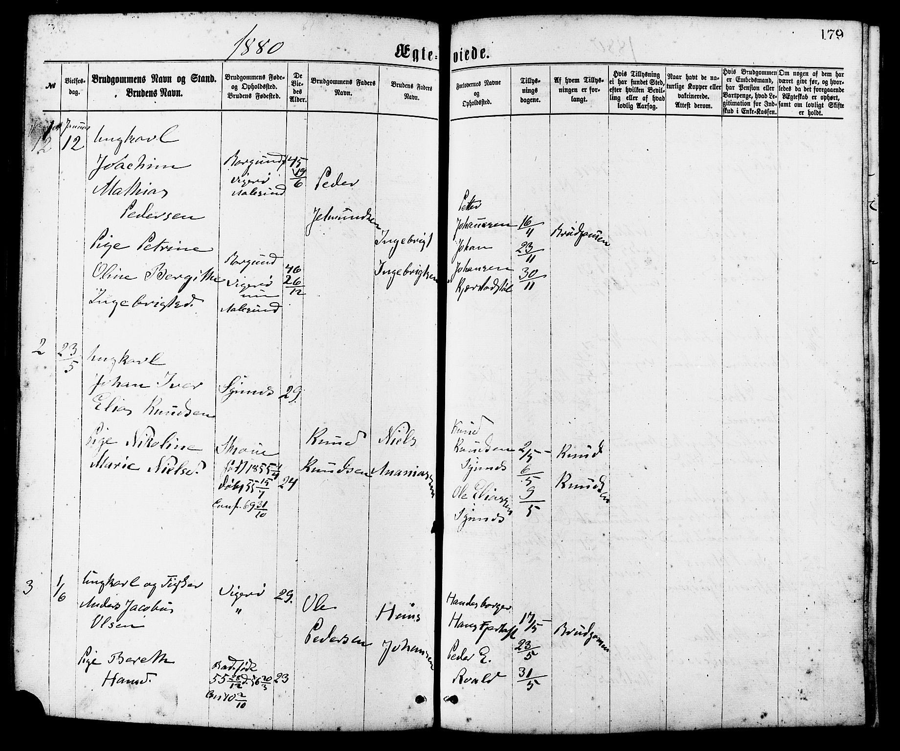Ministerialprotokoller, klokkerbøker og fødselsregistre - Møre og Romsdal, SAT/A-1454/537/L0519: Parish register (official) no. 537A03, 1876-1889, p. 179