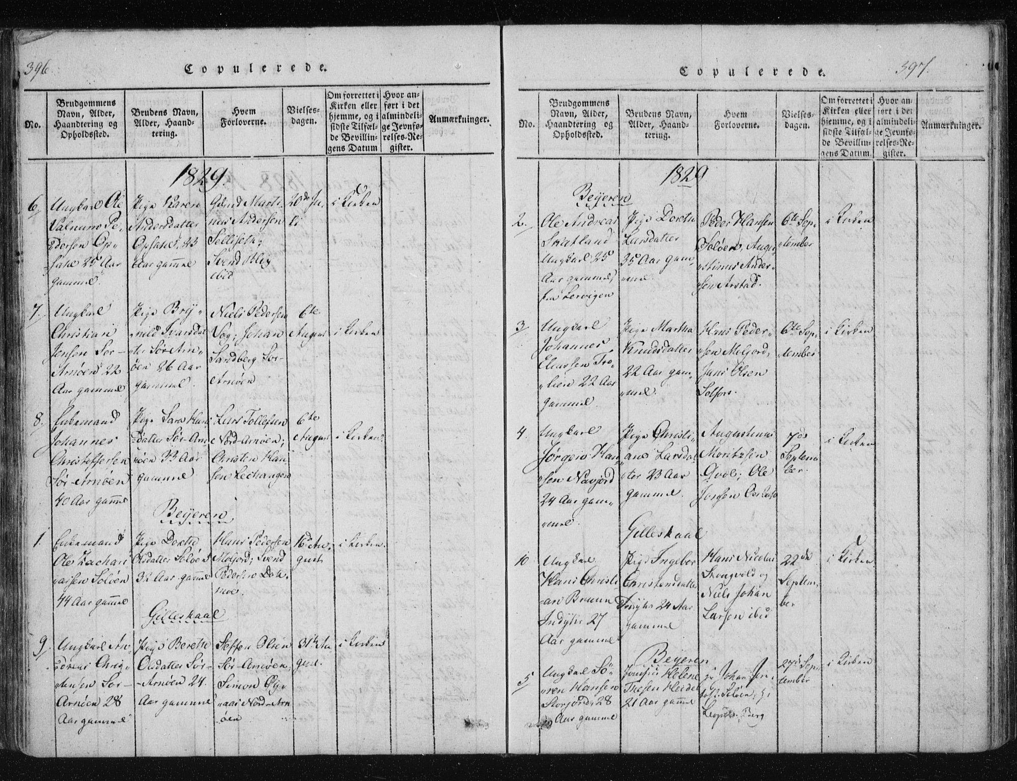 Ministerialprotokoller, klokkerbøker og fødselsregistre - Nordland, AV/SAT-A-1459/805/L0096: Parish register (official) no. 805A03, 1820-1837, p. 396-397