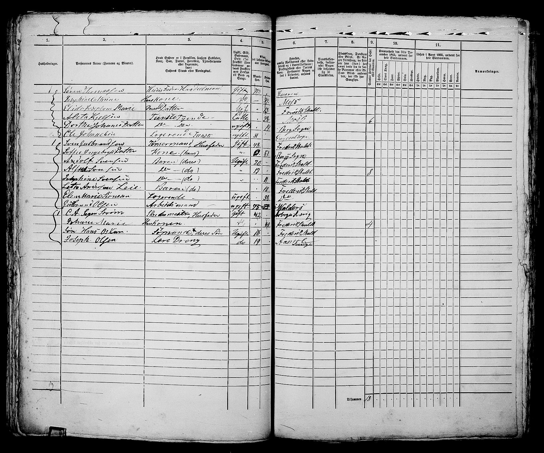 RA, 1865 census for Fredrikshald, 1865, p. 961