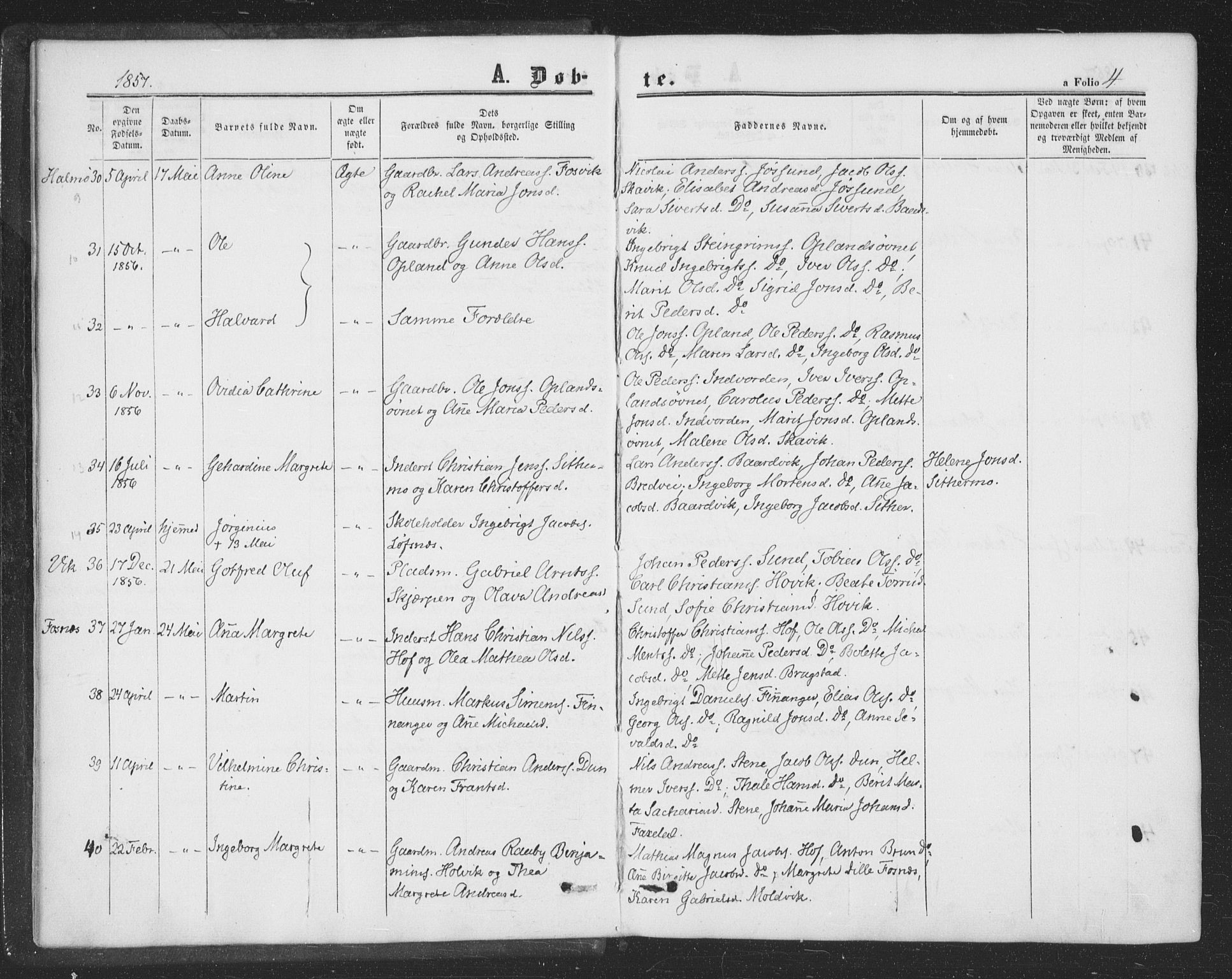 Ministerialprotokoller, klokkerbøker og fødselsregistre - Nord-Trøndelag, AV/SAT-A-1458/773/L0615: Parish register (official) no. 773A06, 1857-1870, p. 4