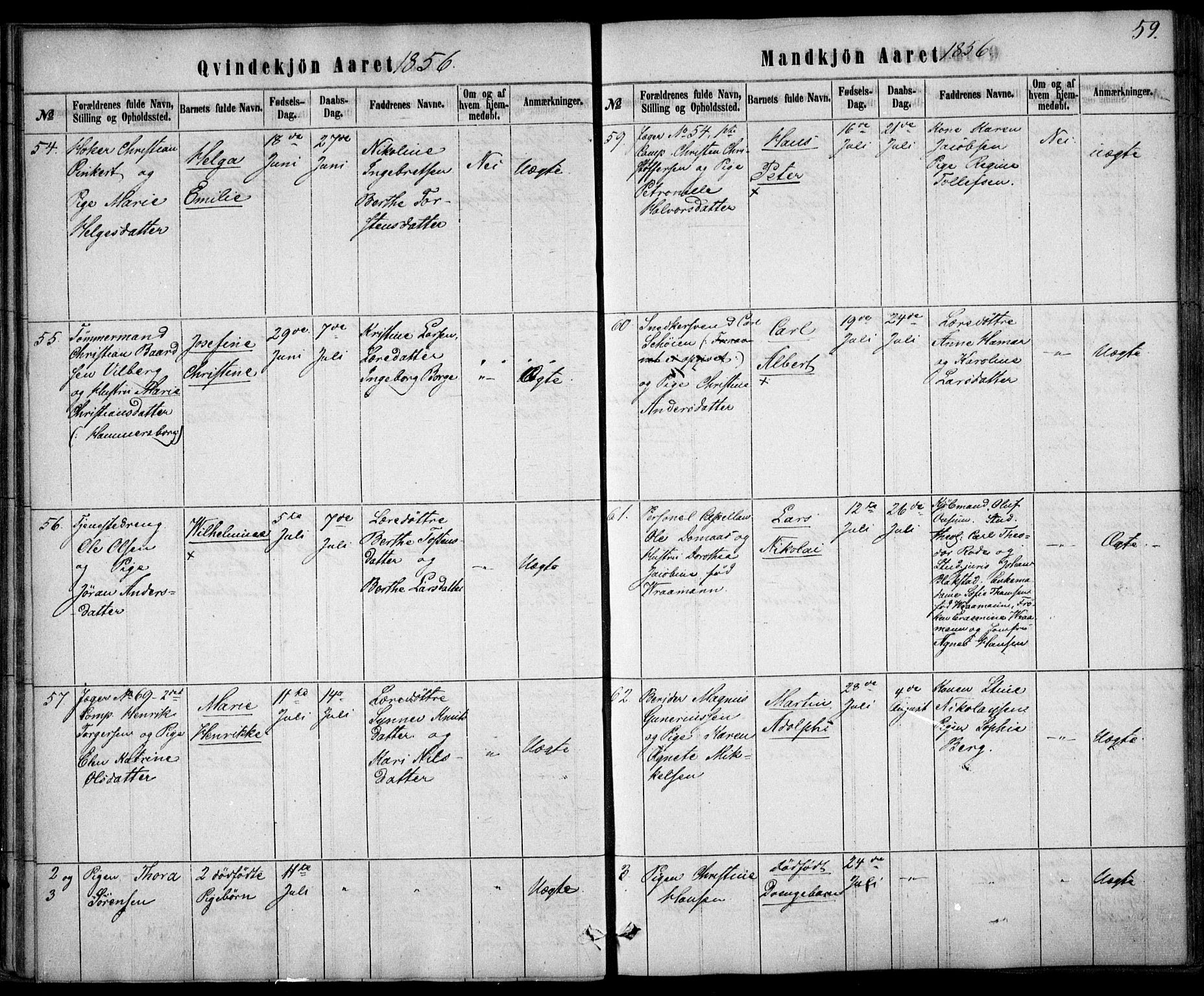 Rikshospitalet prestekontor Kirkebøker, SAO/A-10309b/F/L0004: Parish register (official) no. 4, 1853-1870, p. 59