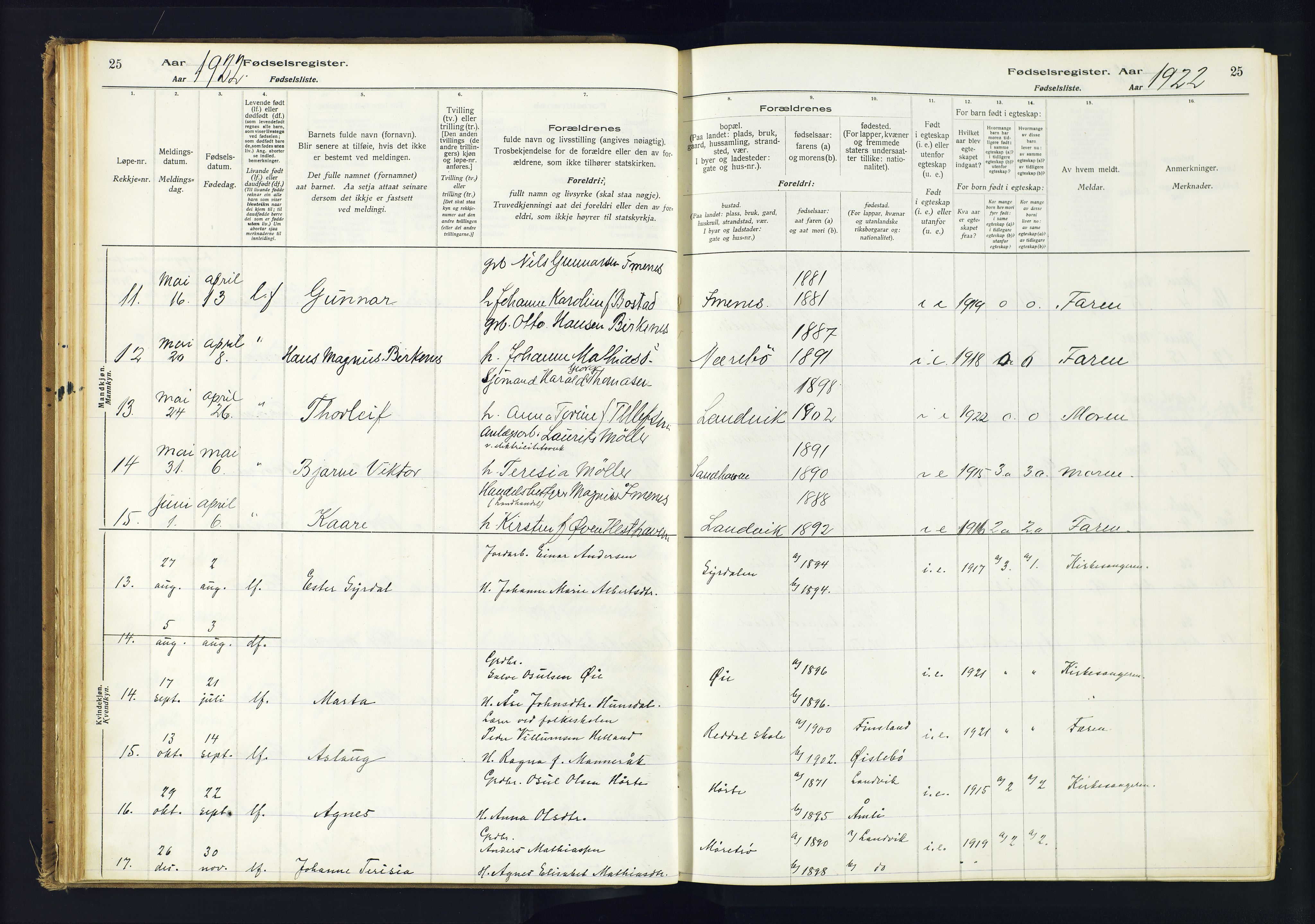 Hommedal sokneprestkontor, AV/SAK-1111-0023/J/Jd/L0001: Birth register no. 1, 1916-1962, p. 25