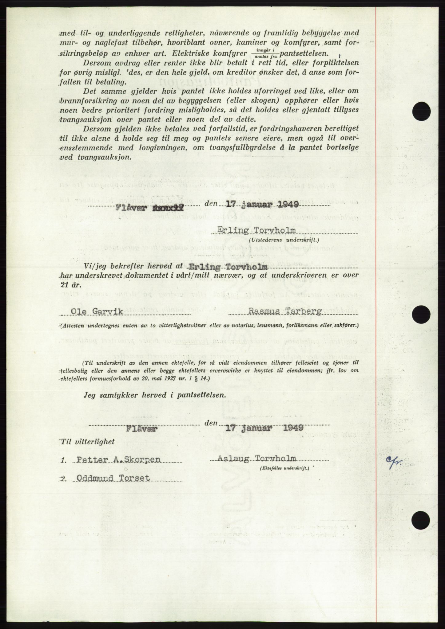 Søre Sunnmøre sorenskriveri, AV/SAT-A-4122/1/2/2C/L0116: Mortgage book no. 4B, 1948-1949, Diary no: : 251/1949