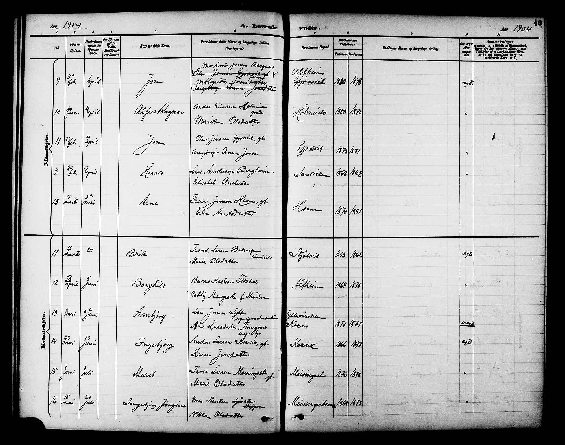 Ministerialprotokoller, klokkerbøker og fødselsregistre - Møre og Romsdal, AV/SAT-A-1454/586/L0992: Parish register (copy) no. 586C03, 1892-1909, p. 40