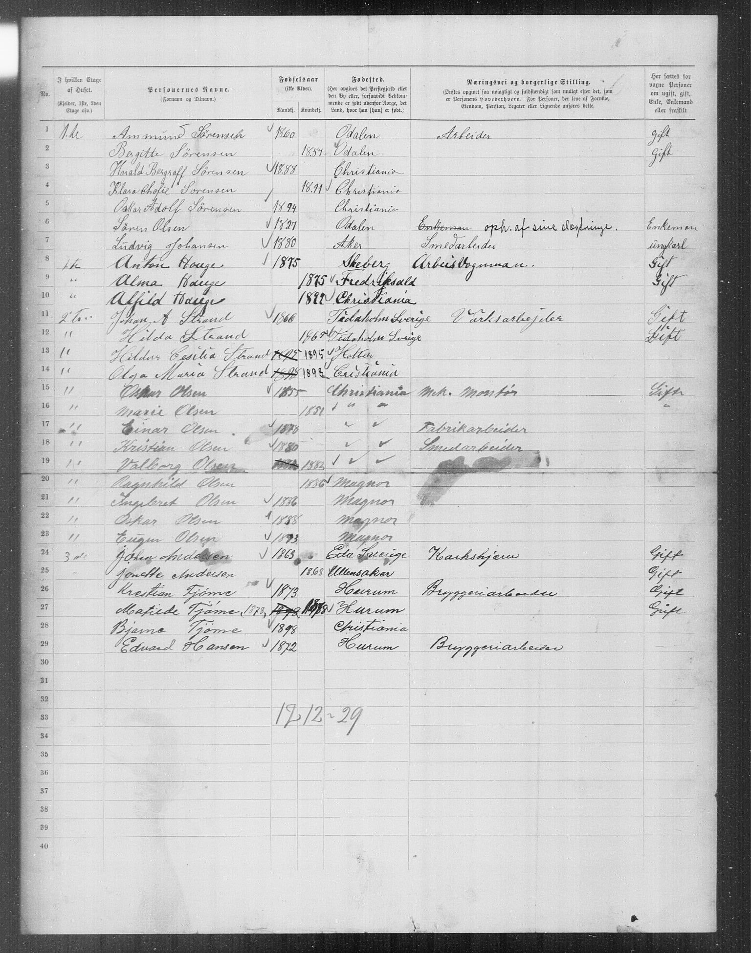 OBA, Municipal Census 1899 for Kristiania, 1899, p. 11335