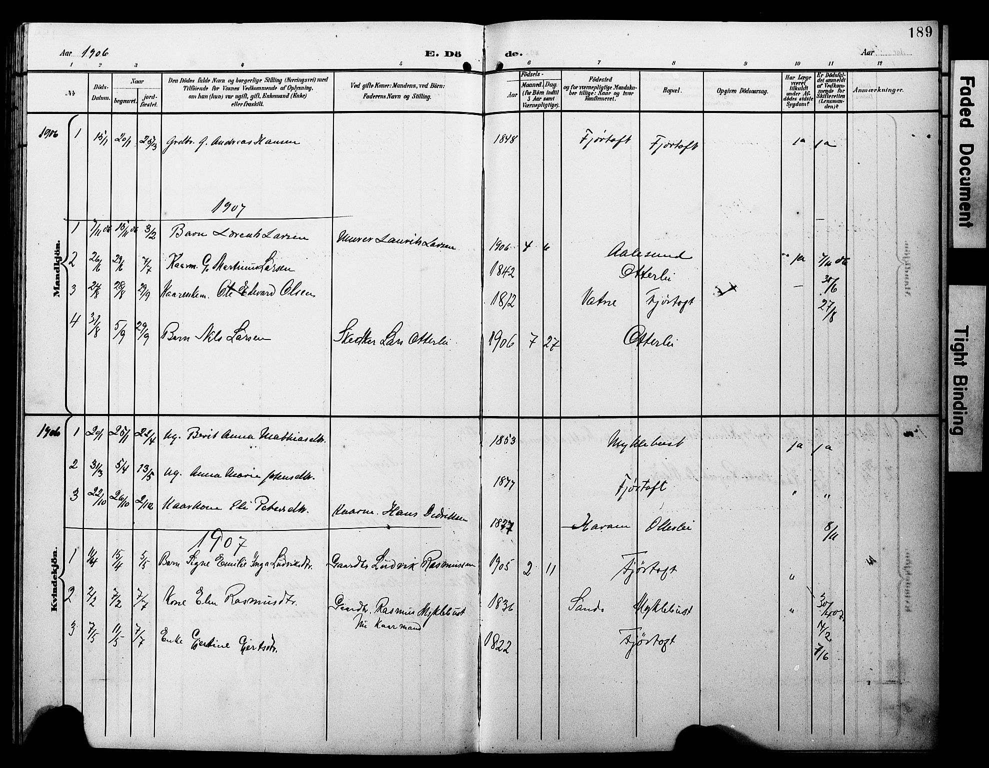 Ministerialprotokoller, klokkerbøker og fødselsregistre - Møre og Romsdal, AV/SAT-A-1454/538/L0524: Parish register (copy) no. 538C02, 1901-1931, p. 189