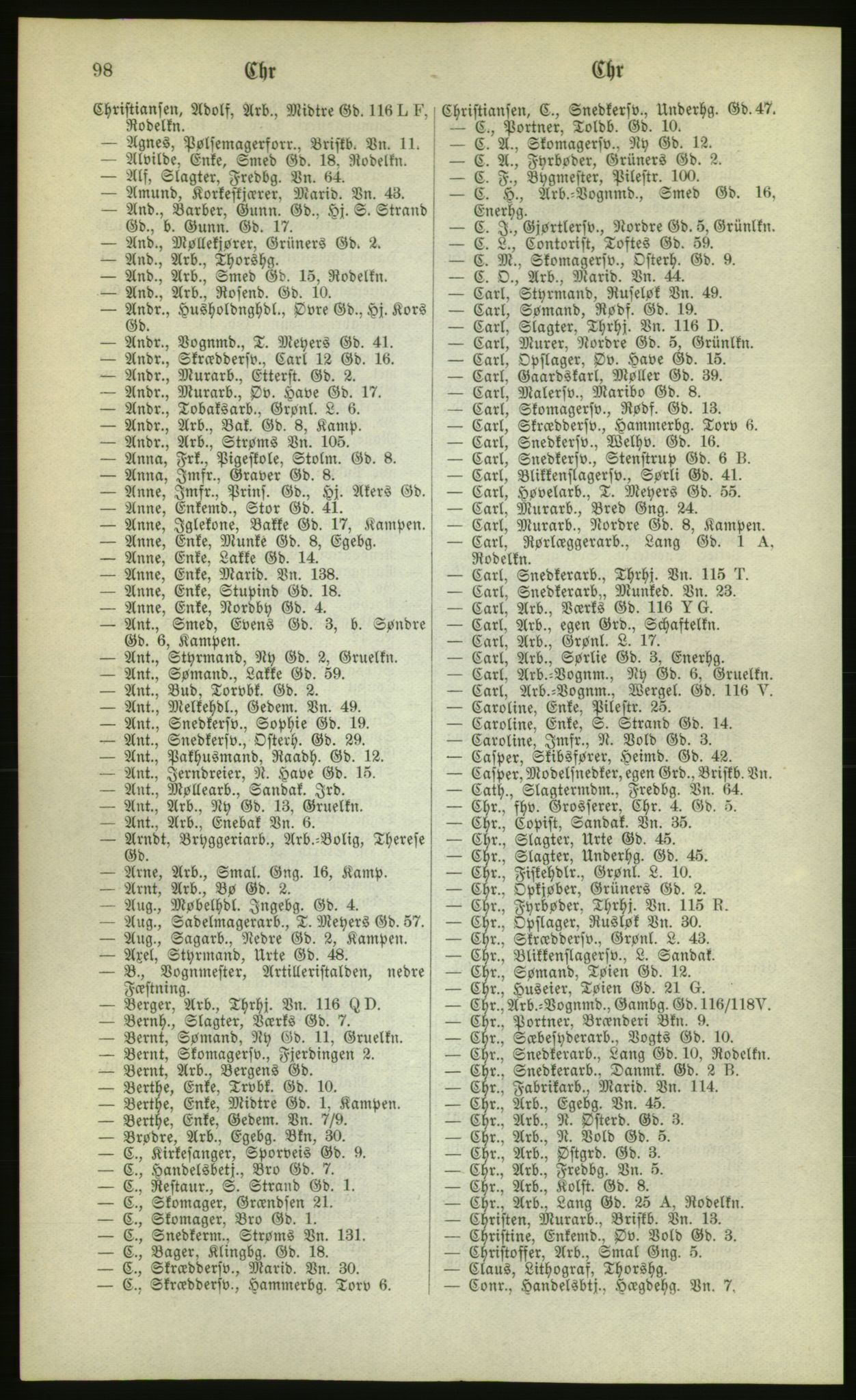 Kristiania/Oslo adressebok, PUBL/-, 1880, p. 98