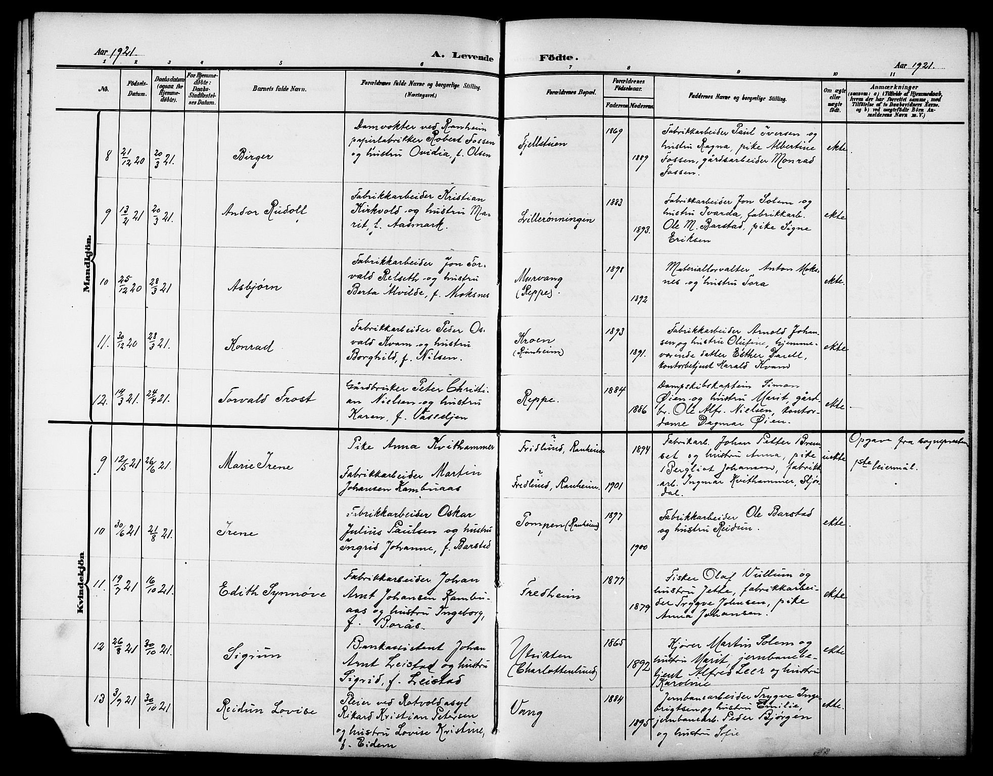 Ministerialprotokoller, klokkerbøker og fødselsregistre - Sør-Trøndelag, AV/SAT-A-1456/615/L0400: Parish register (copy) no. 615C01, 1905-1921