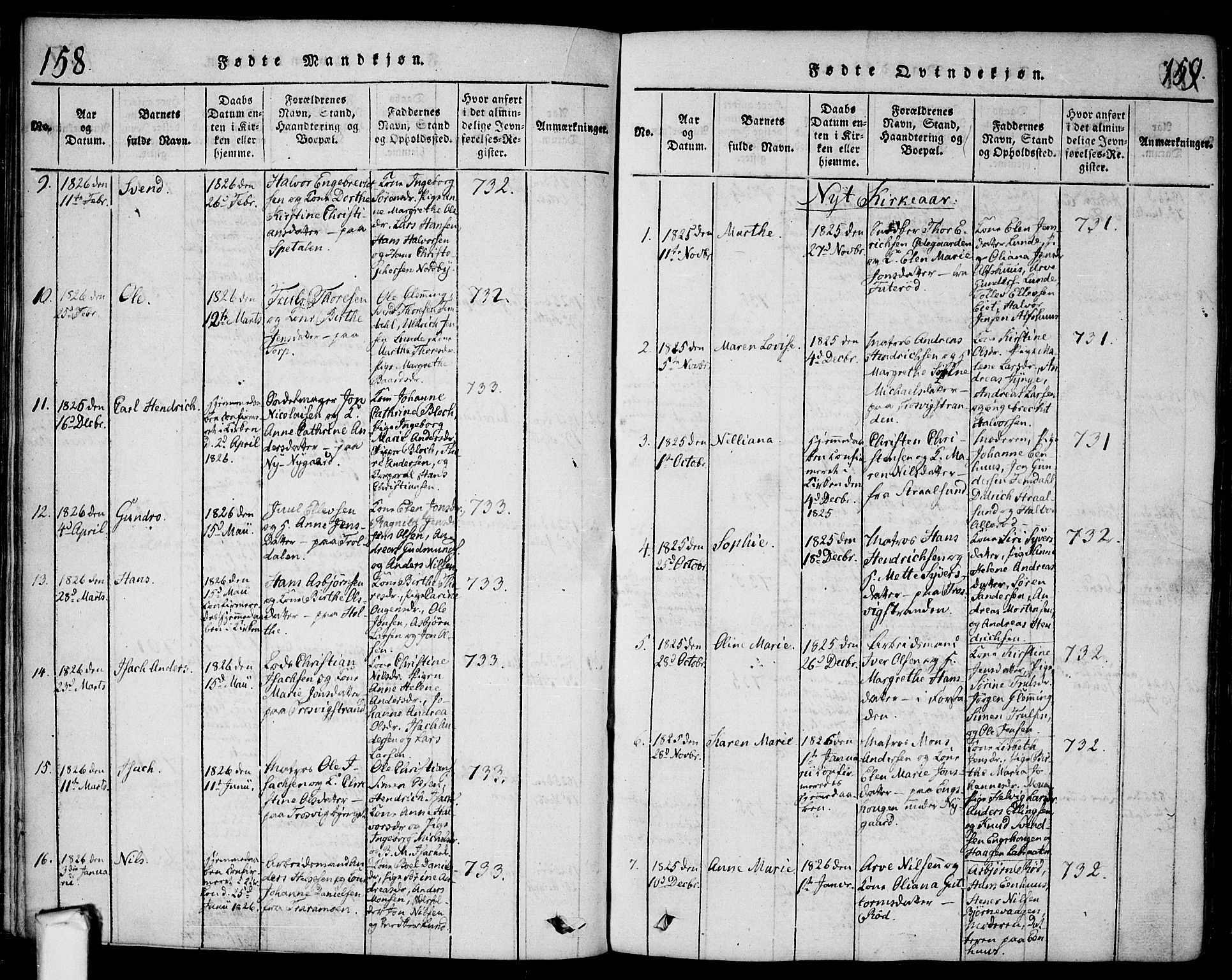 Glemmen prestekontor Kirkebøker, SAO/A-10908/F/Fa/L0004: Parish register (official) no. 4, 1816-1838, p. 158-159