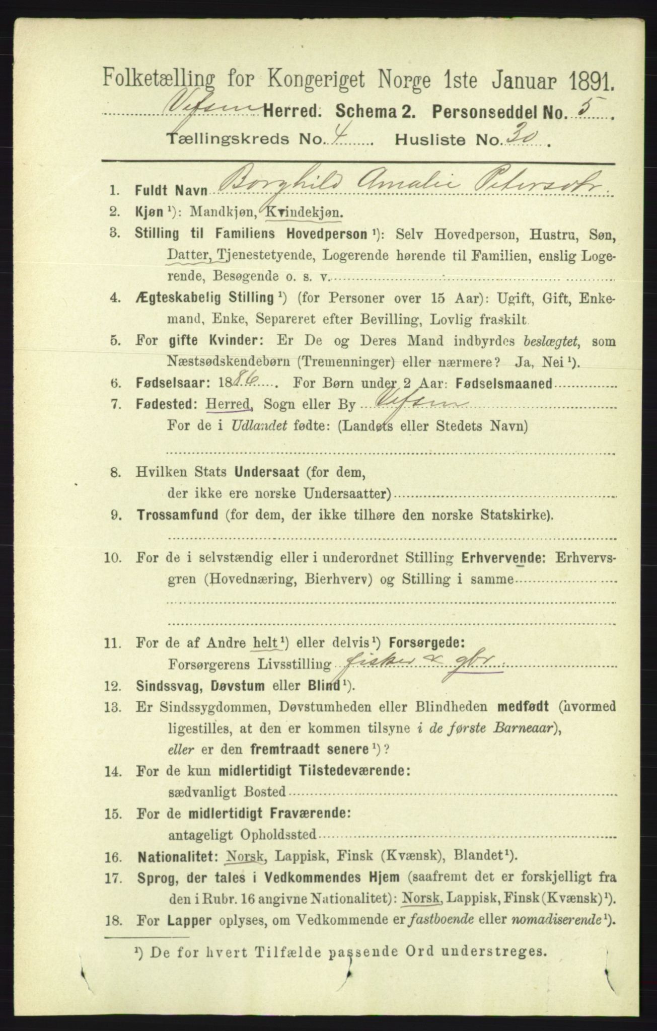 RA, 1891 census for 1824 Vefsn, 1891, p. 1835