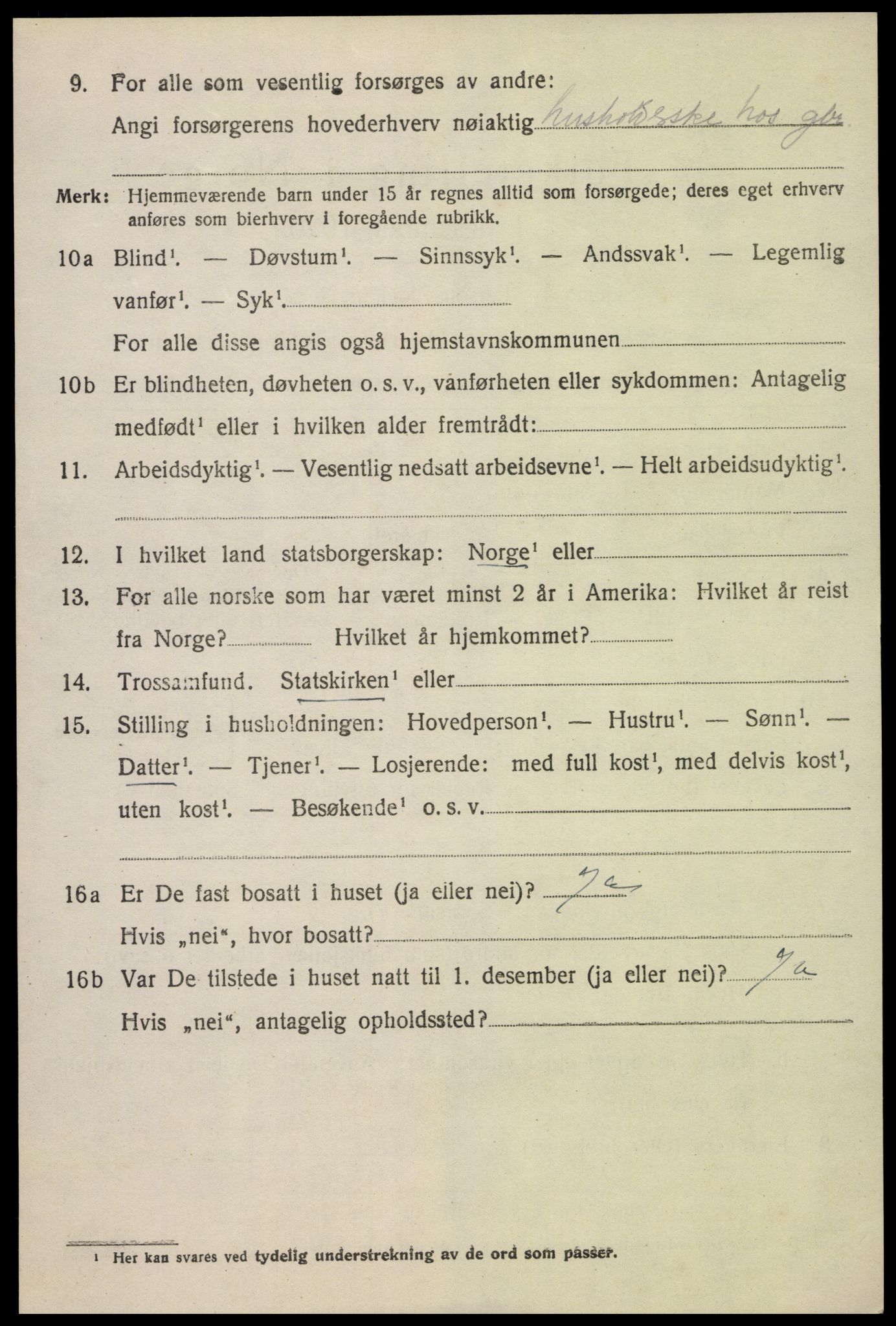 SAK, 1920 census for Tovdal, 1920, p. 328